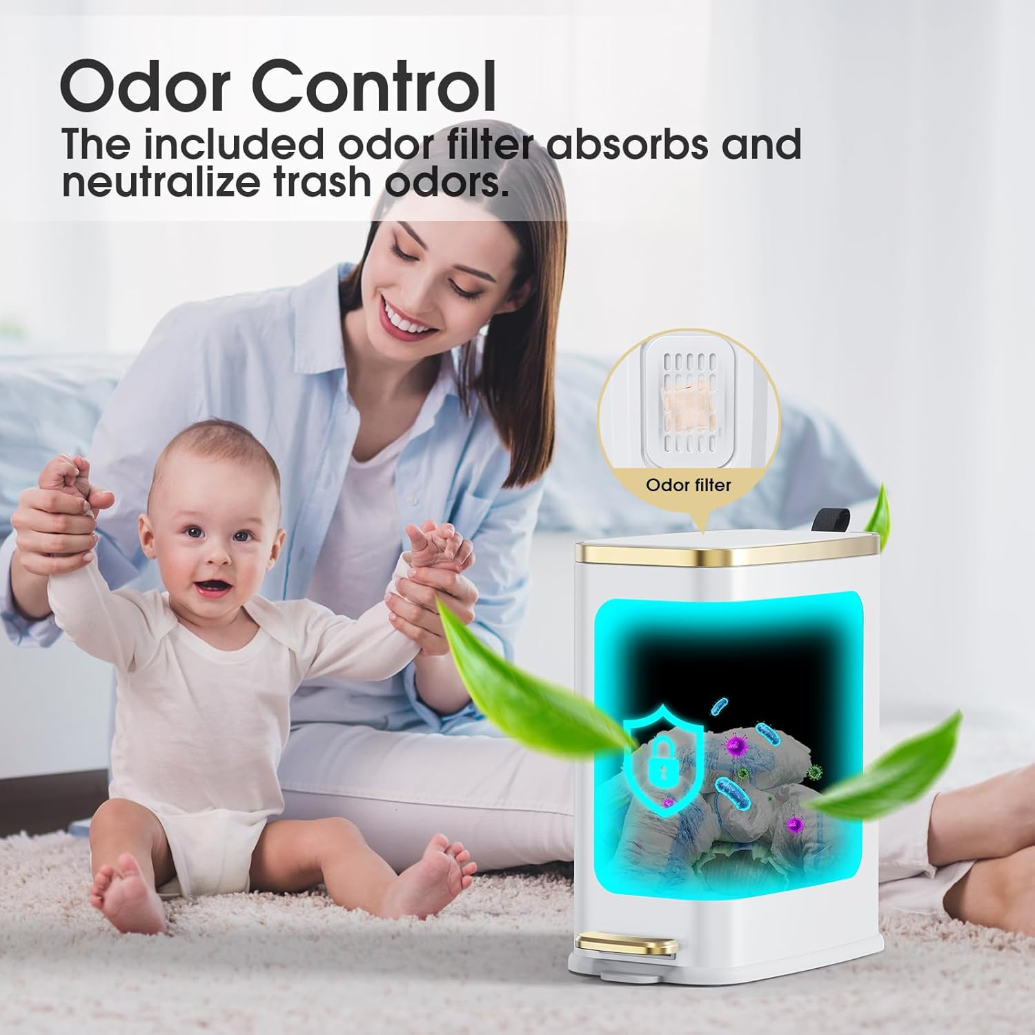 Small Bathroom Trash Can with Lid Soft Close-5L/1.3 Gal Stainless Steel Garbage