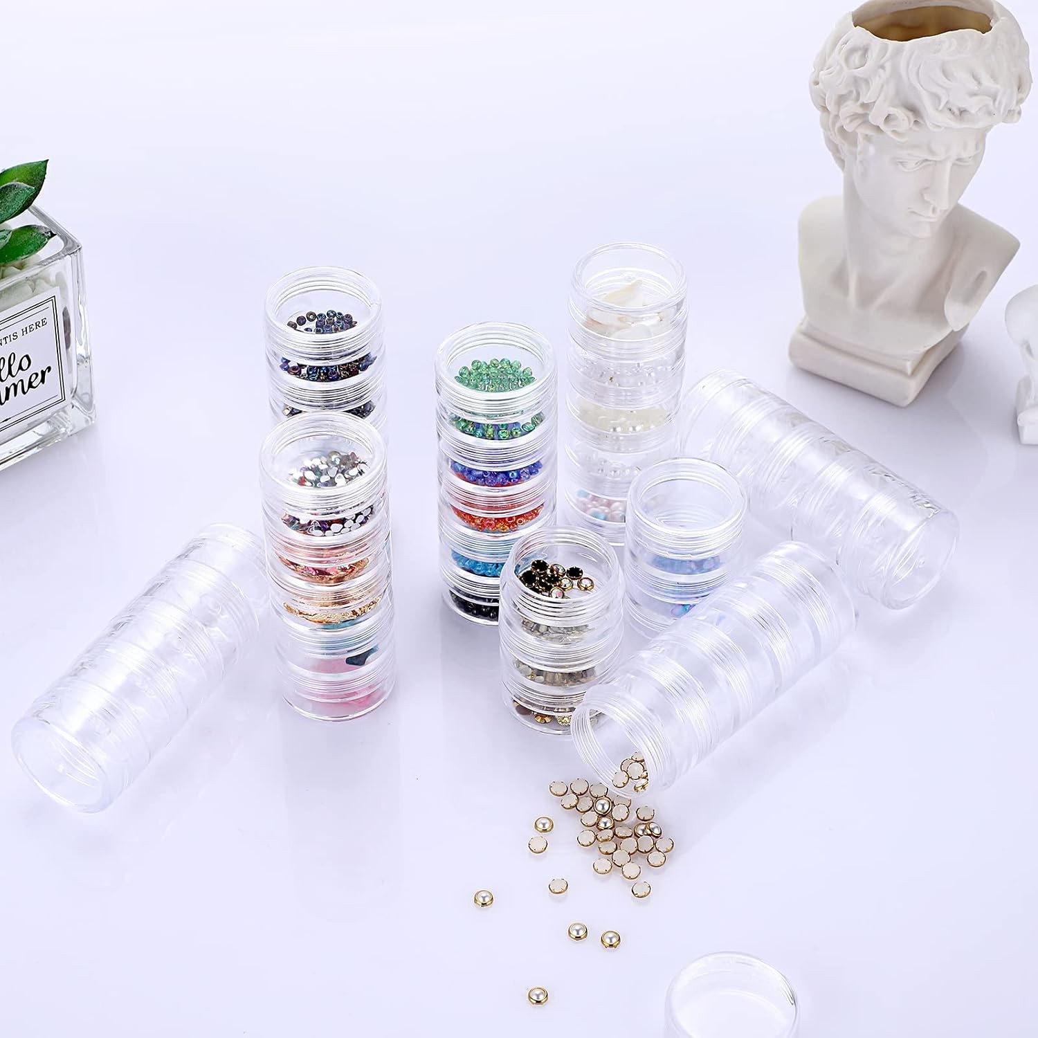 Layer Clear Plastic Round Storage Jars 5 Layer Piece Set Jewelry Storage