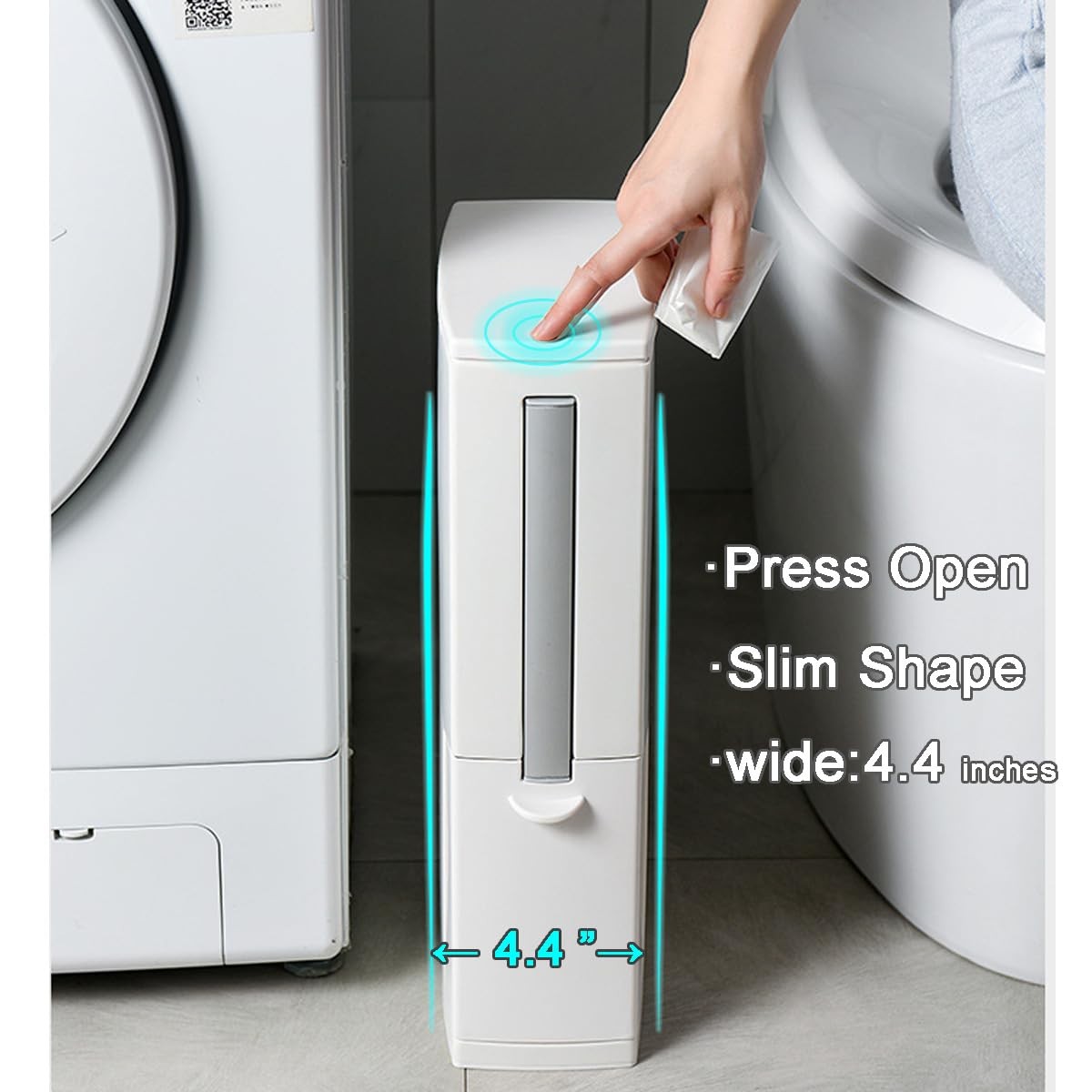 Slim Bathroom Trash Cans with Lid 4.4 Inches Wide/0.7 Gallons(3 Liters),Small
