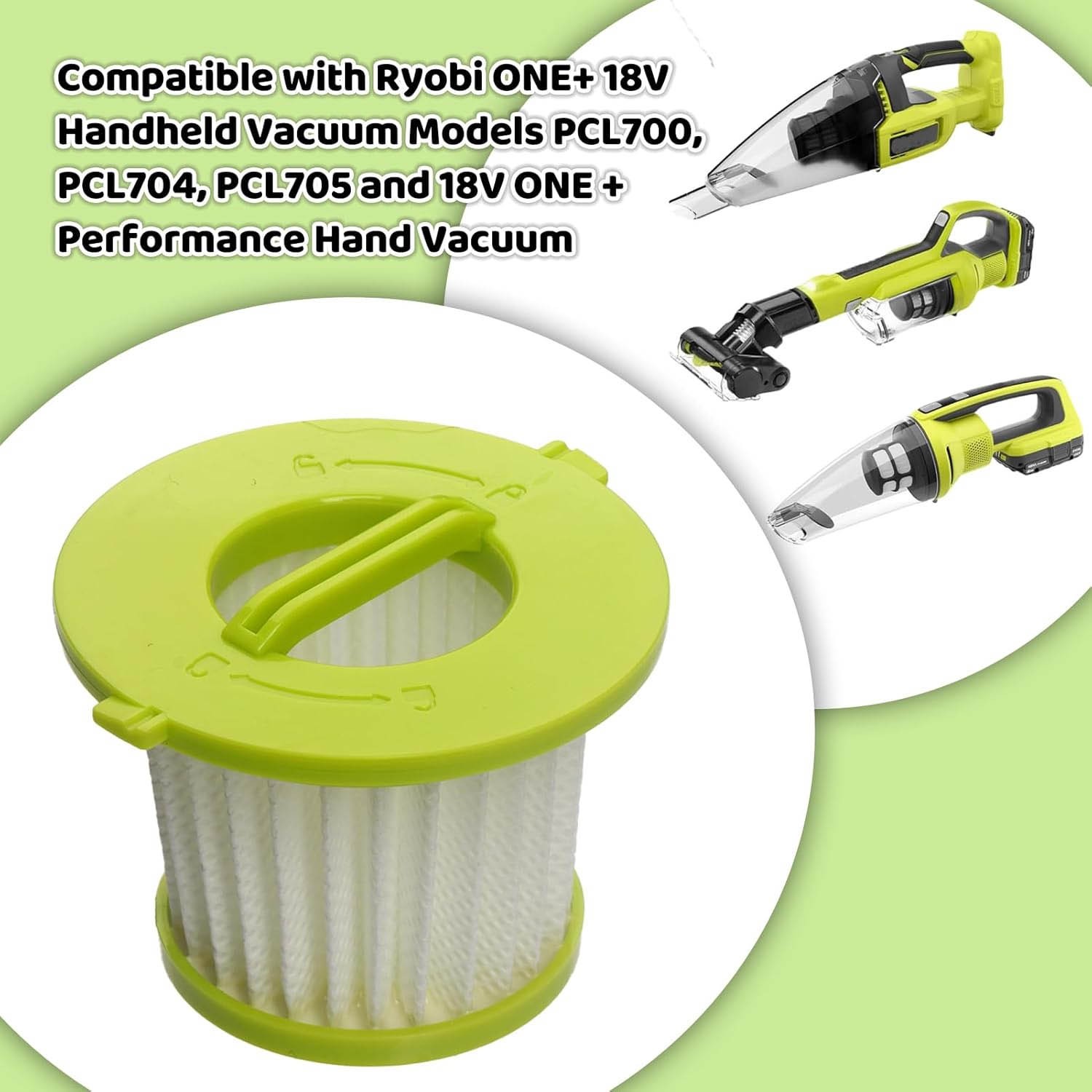 4 Pack Vacuum Filter for Ryobi ONE+ 18V Handheld Vacuum PCL700 PCL704 PCL705