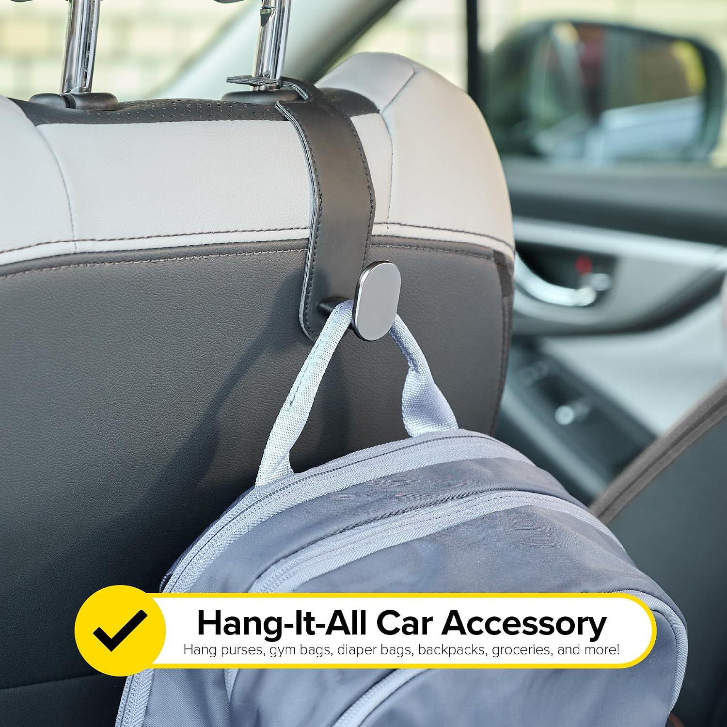 Headrest Hook (2-Pack) – Car Accessories | for Hanging Bags and Purses, Simple S