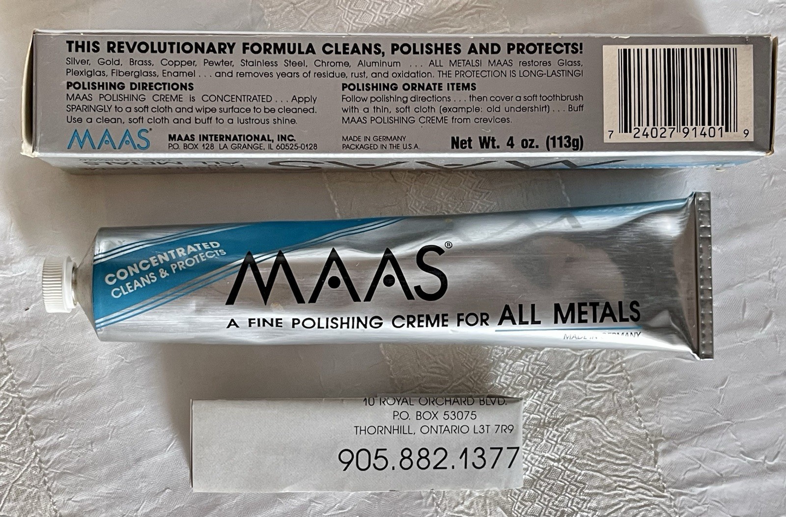 MAAS Fine Polishing Creme For All Metal 4 Oz Concentrated Germany *READ
