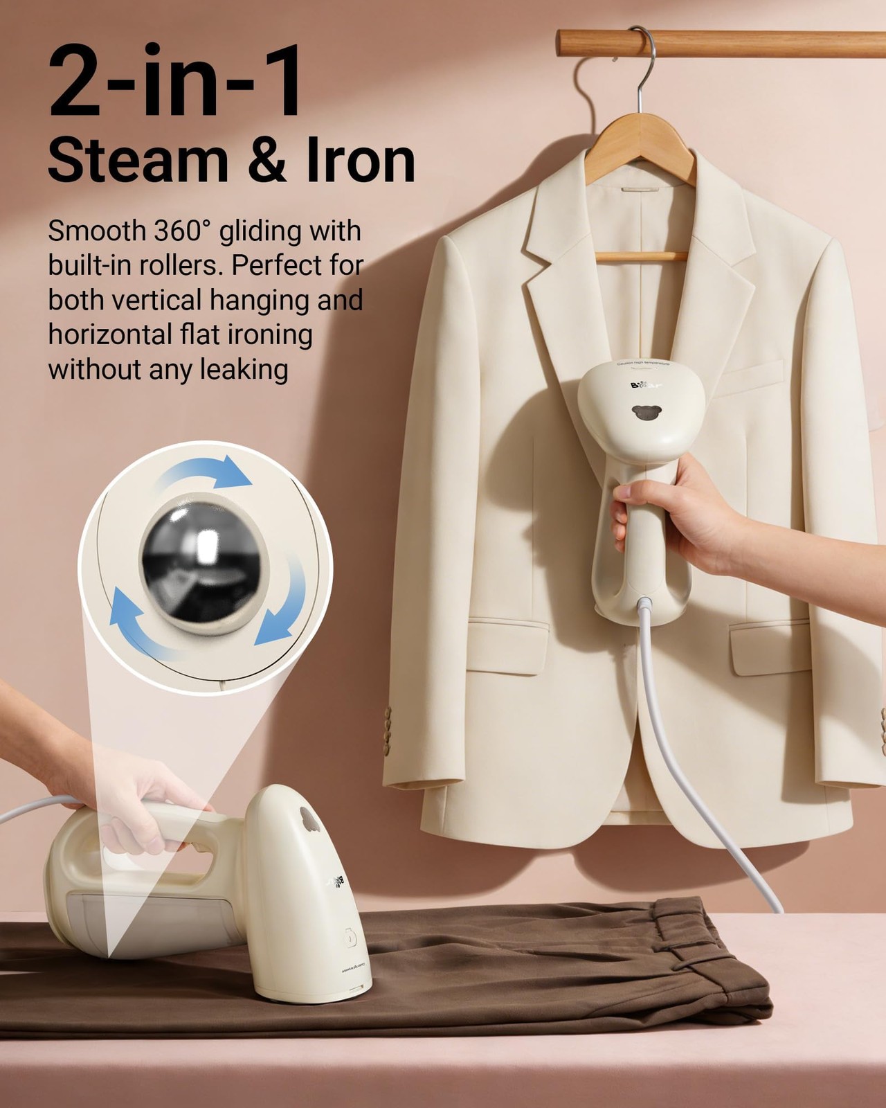 Steamer for Clothes, 1300W 25s HeatUp Clothes Steamer with 230ml Tank
