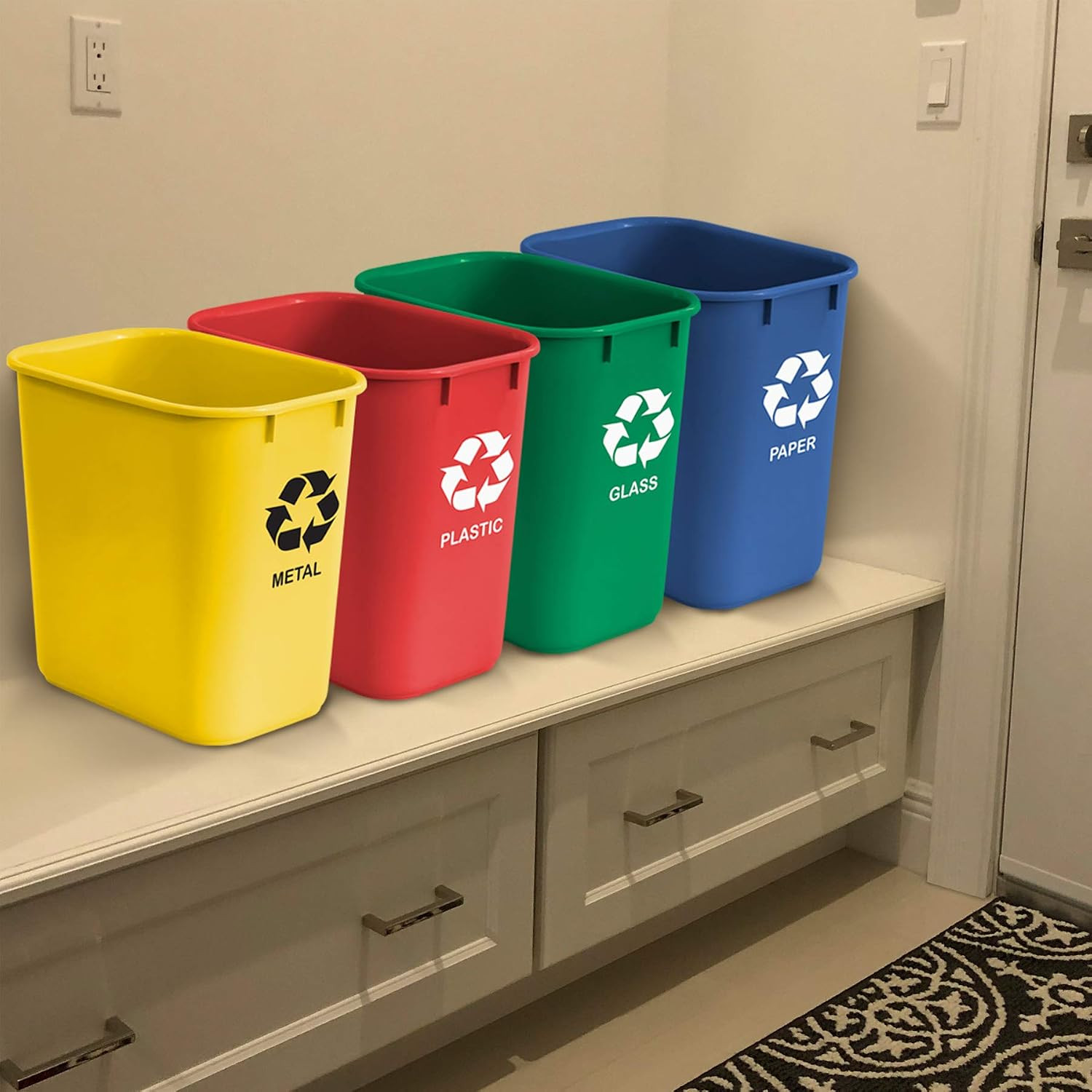 Wastebasket Bin for Recycling, 6.75 Gallon/ 27 Quart/ 25.552 Liter (Made of Plas
