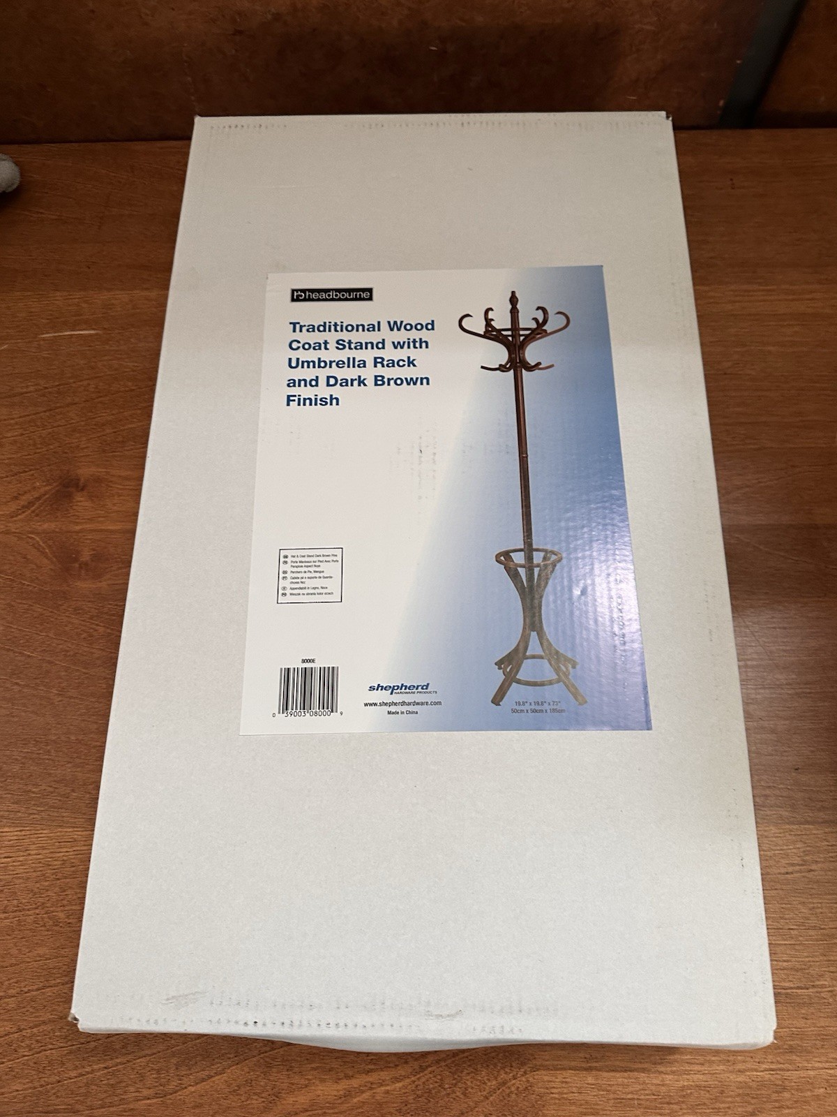 Free Standing Coat Rack Rotating Umbrella Stand Walnut Colored Solid Wood