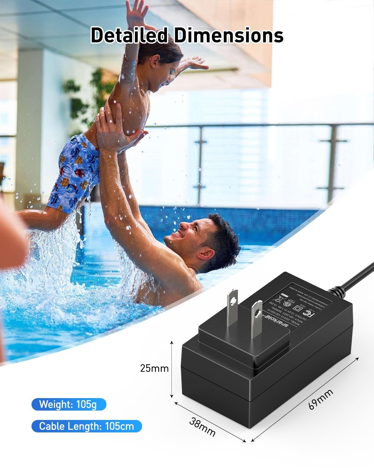 Quick Charge 12.6V AC Adapter for Cordless Pool Vacuum Cleaner, Compatible with