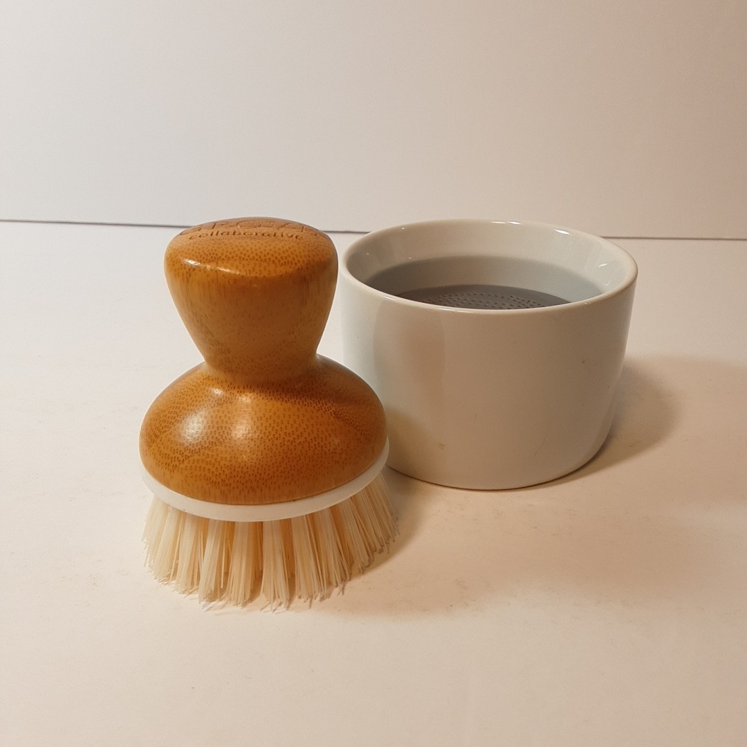 Bubble Up Ceramic Soap Dispenser & Bamboo Dish Brush Full Circle & Grove Brand