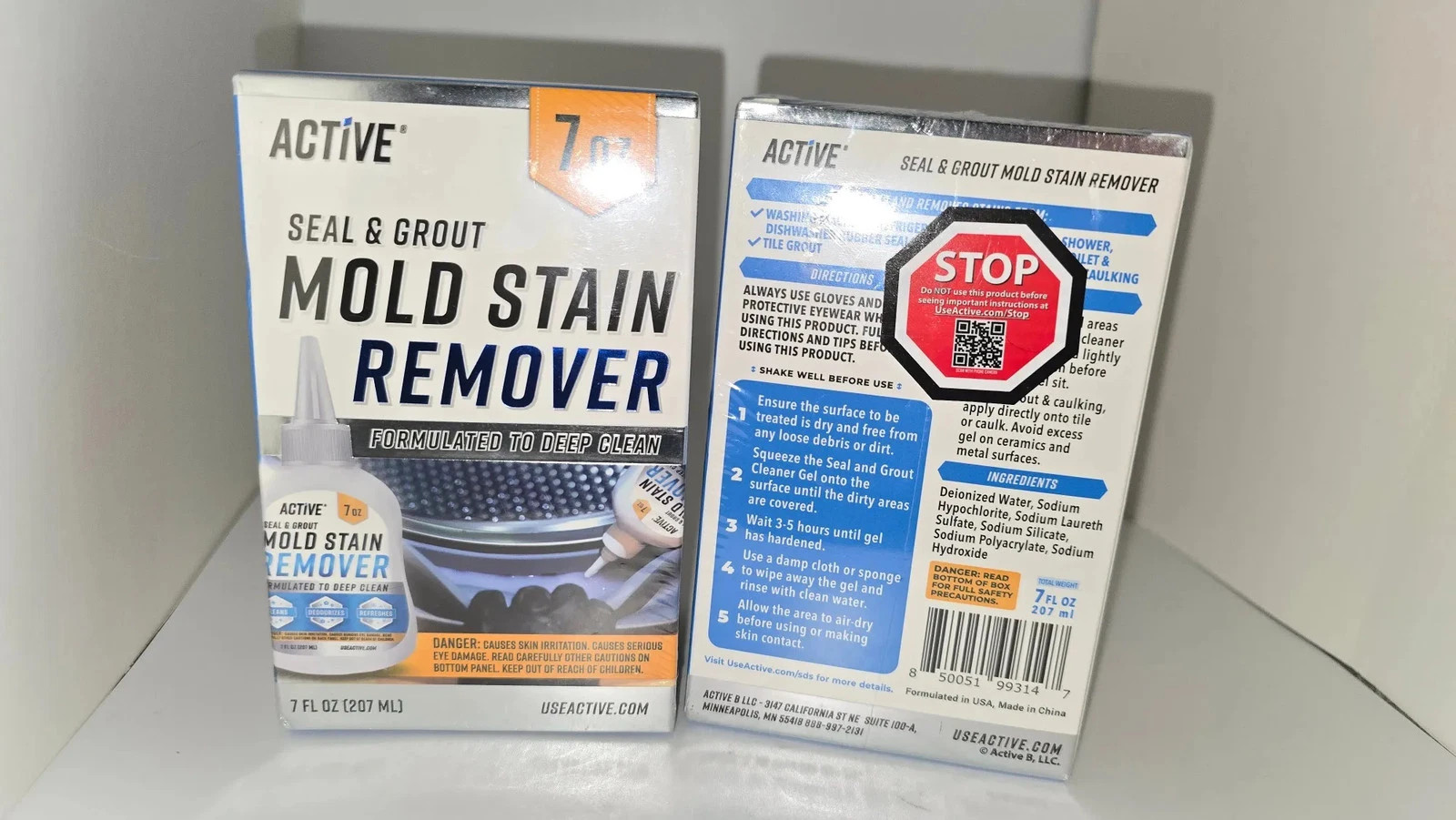 2 Pack ACTIVE Seal & Grout Mold Stain Remover Gel Cleaner 7 oz Each