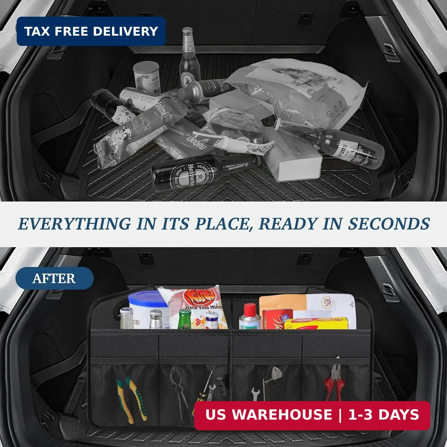 Car Trunk Organizer with Large Capacity Waterproof Car Accessories for Wo
