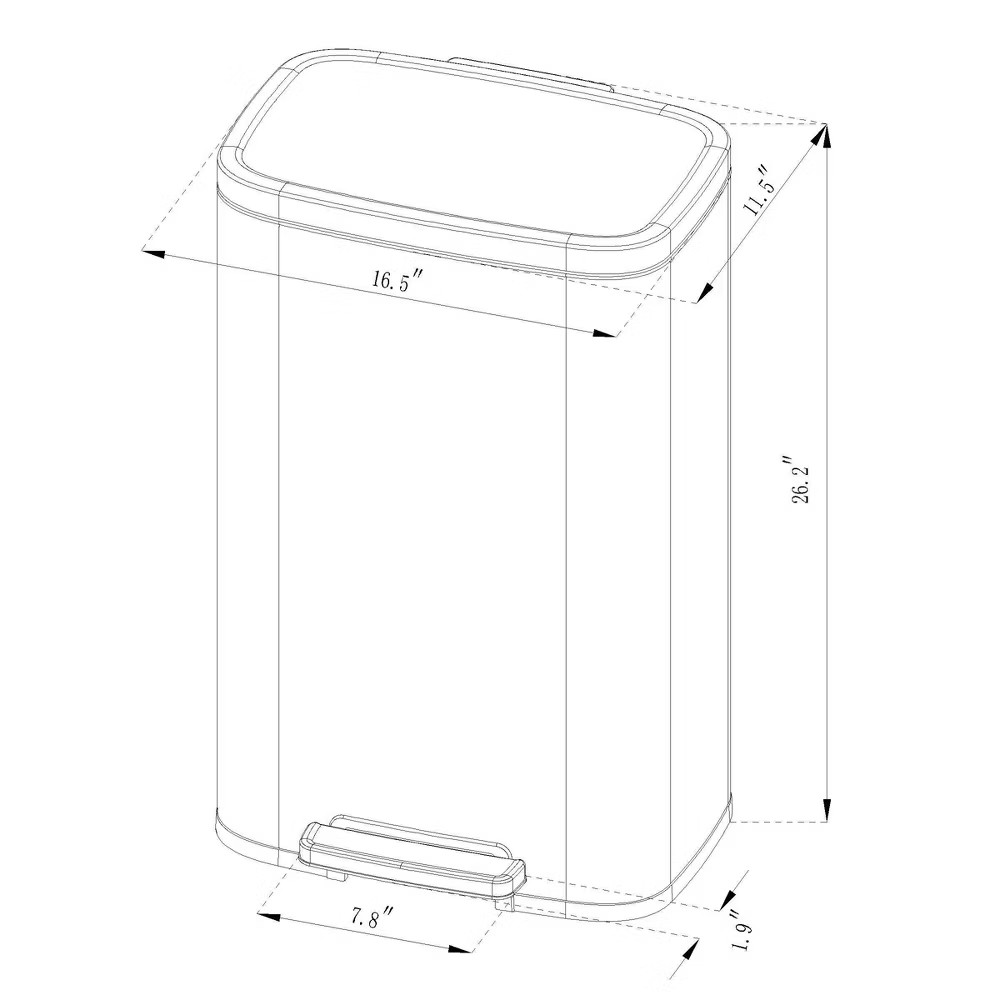 45L Rectangular Step Trash Can Silver – Brightroom