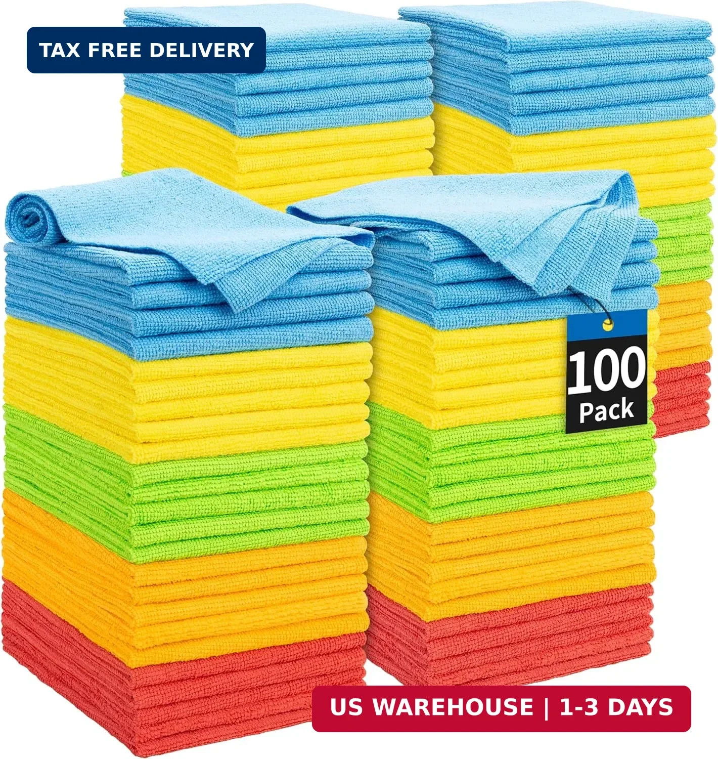 Microfiber Cleaning Cloth, 100 Pack Cleaning Rags Microfiber Towel Bulk Absorben