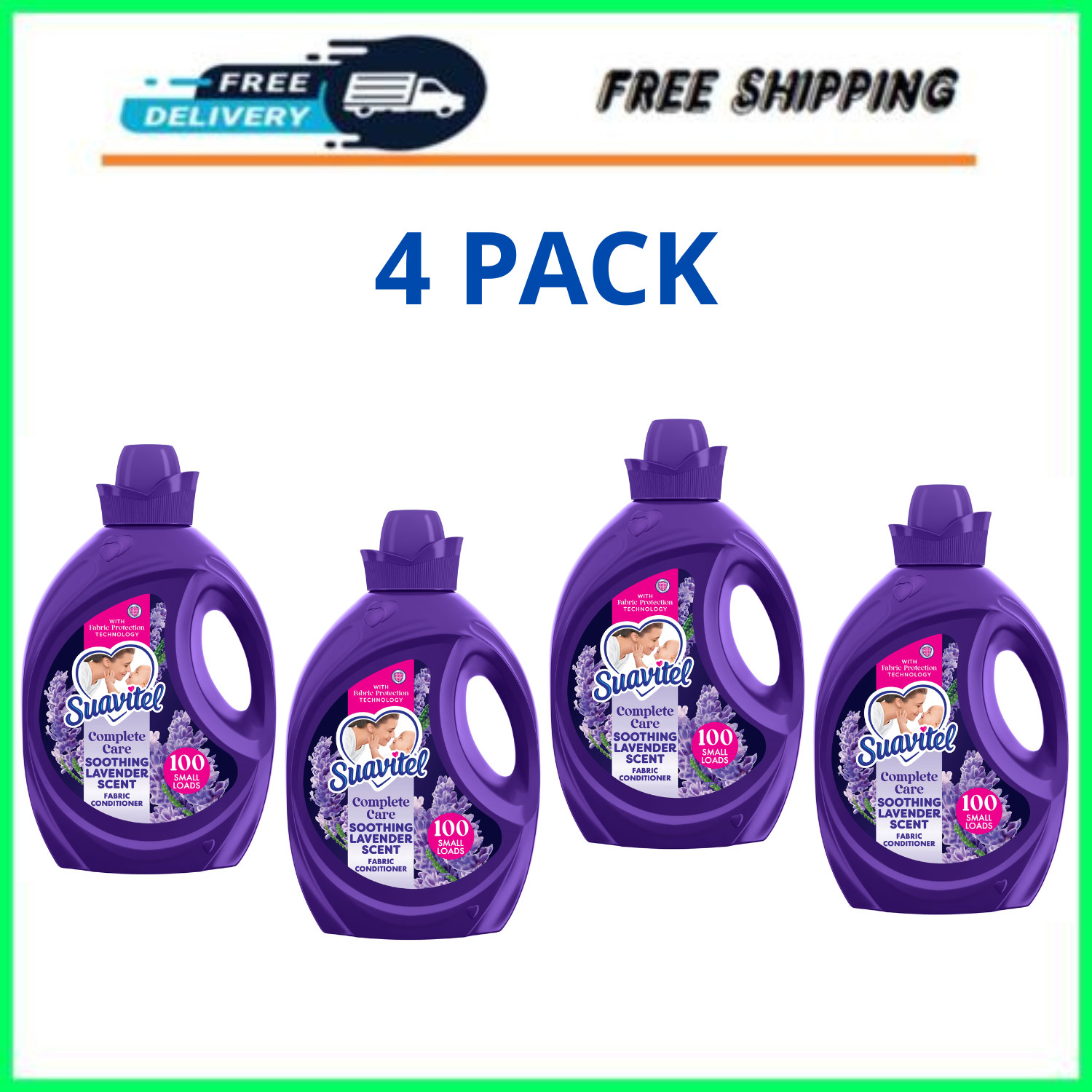 Suavitel Complete Fabric Softener Lavender 100oz 100 Loads, 4 Pack