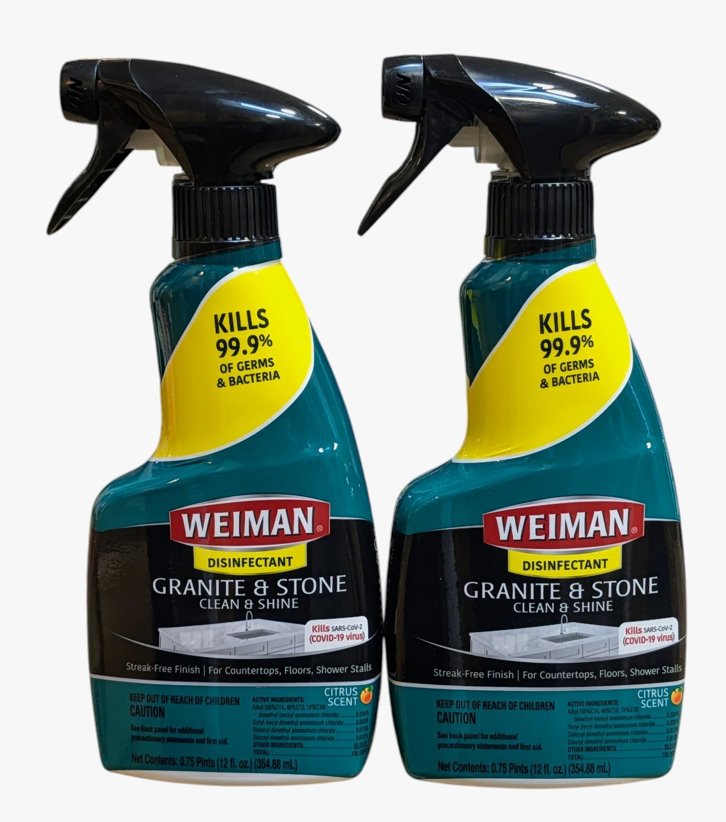 2 – Weiman Disinfectant Granite & Stone – Clean & Shine – 12 Fl Oz Each