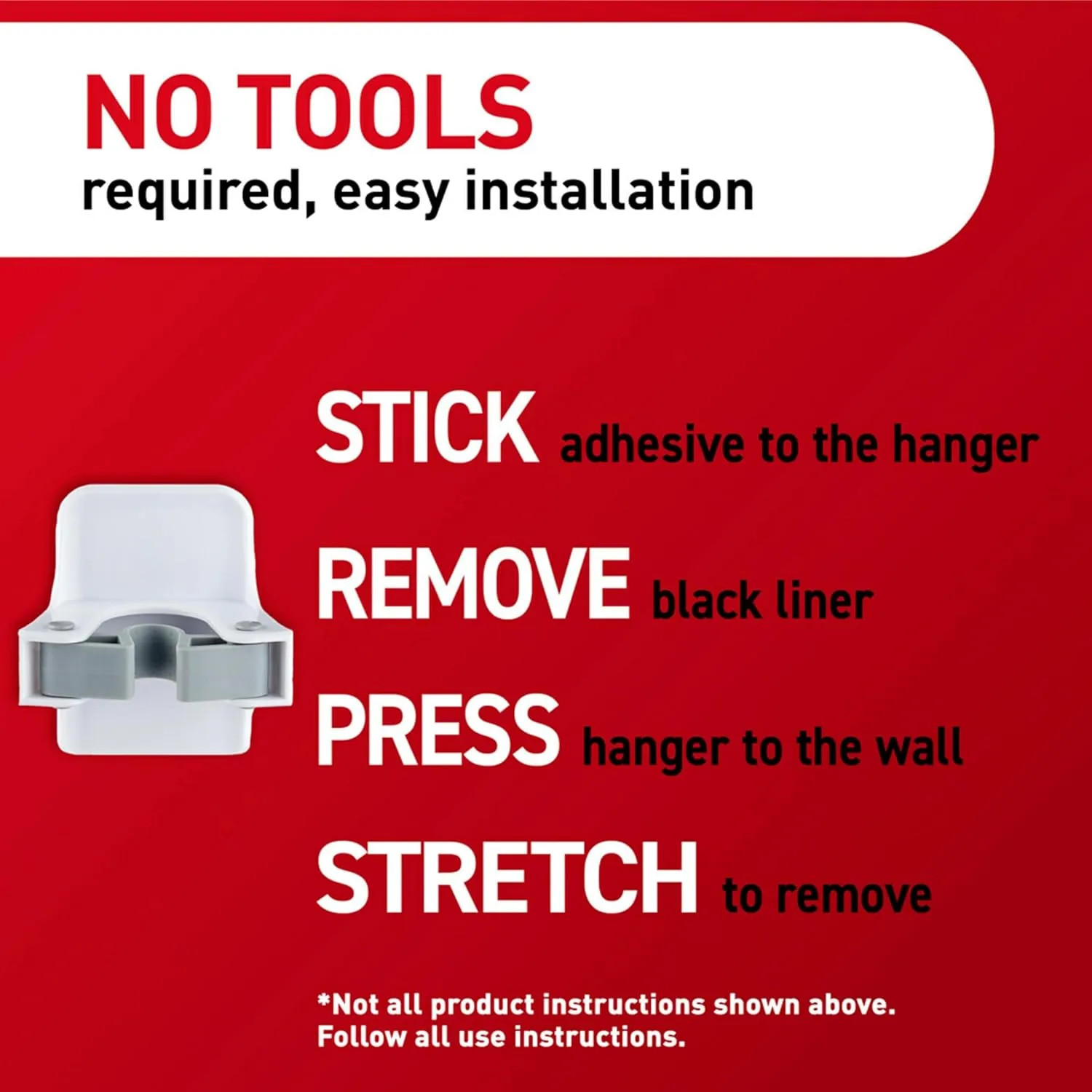 Command Large Broom Grippers, White Wall Mount Holder, 2 Grippers, 4 Strips