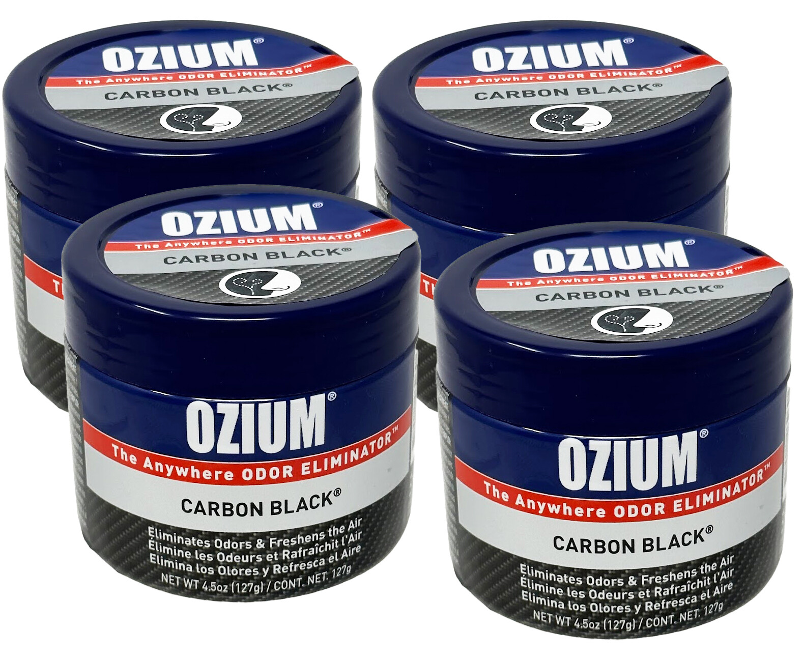 Ozium Air Sanitizer 4.5 oz Gel: Car Air Freshener, Carbon Black, 4 Packs