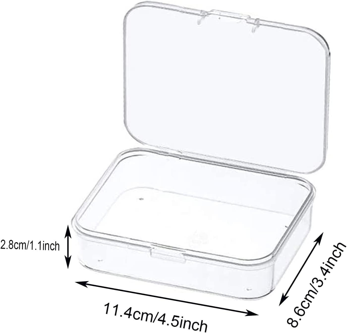 12 Pcs Mini Plastic Storage Containers Box with Lid, 4.5×3.4 Inches Clear Rectan