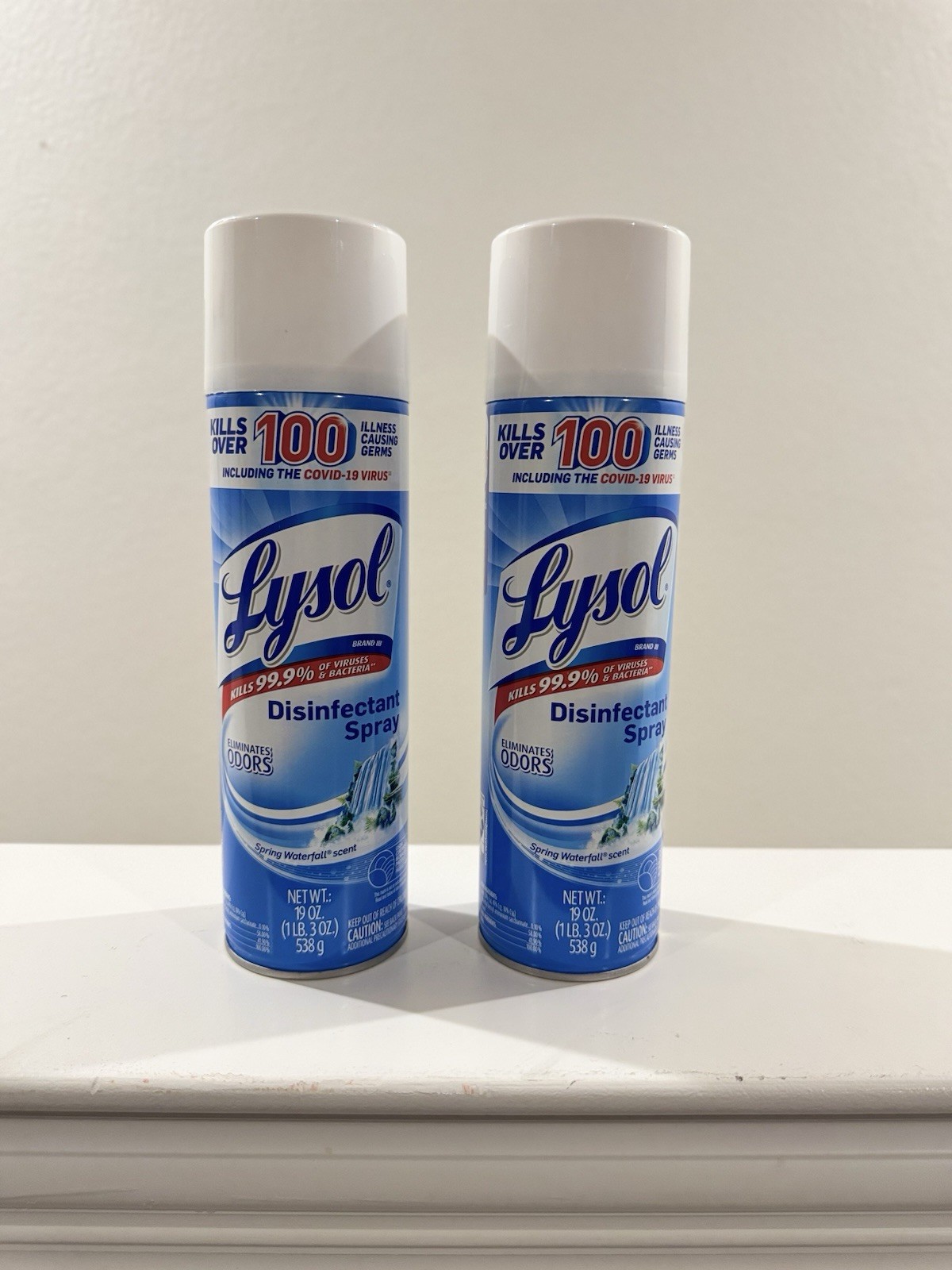 LYSOL Disinfectant Spray – Spring Waterfall, 19 oz, Liquid. Pack of 2. NEW!