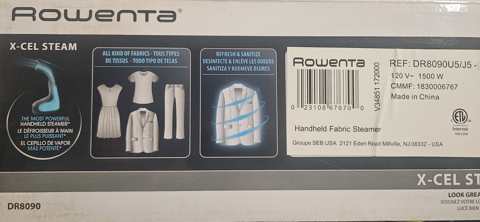 Rowenta X-Cel Steam DR8090 Handheld Garment Steamer 1500W 200ml Travel Pouch