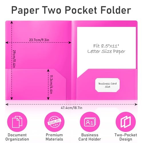 Folders with Pockets-2 Pocket Folders | Heavy Duty 6 Pack Assorted Colors