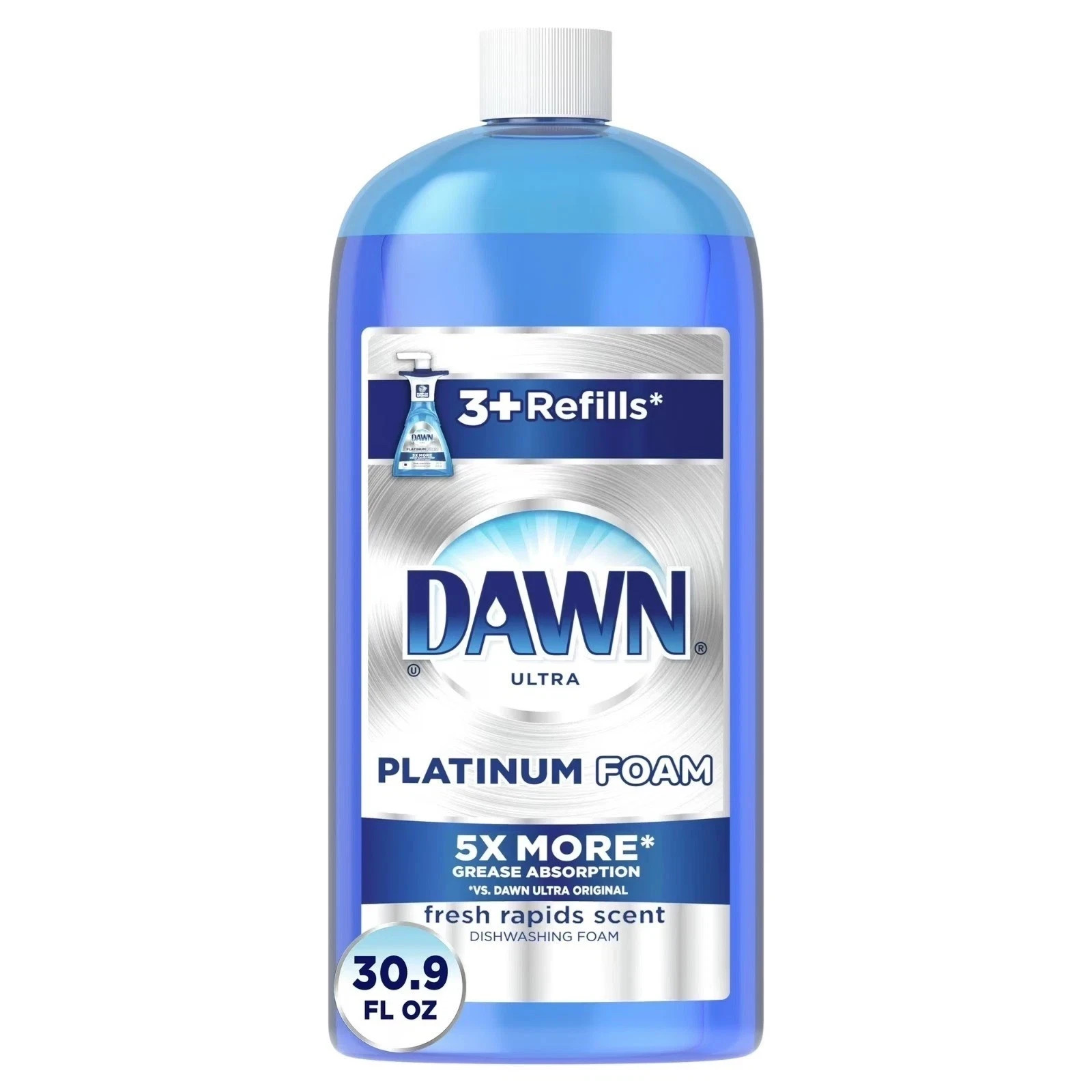 Dawn Platinum Foam Dish Soap Refill 30.9 oz x2+Non-Scratch Sponge+Free Shipping