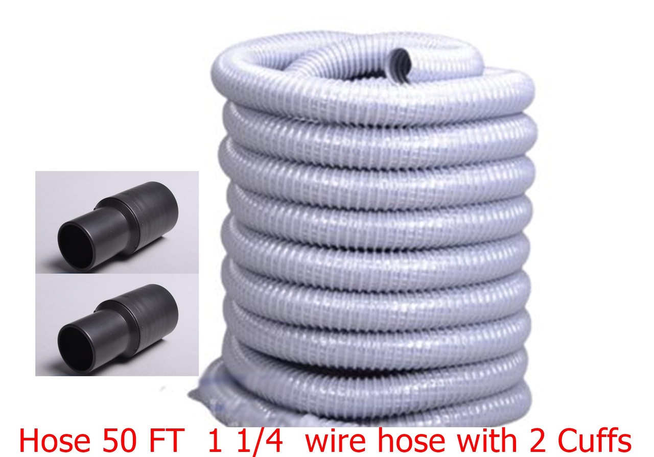 Fit All Commercial Vacuum 50Ft X 1 1/2 Vac-U-Flex Hose w 2 cuffs