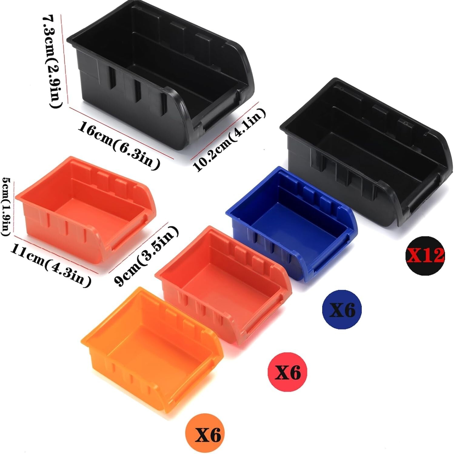 Wall Mounted Storage Bins Parts Rack 4 Colors 30PCS Bin Organizer Garage Plastic
