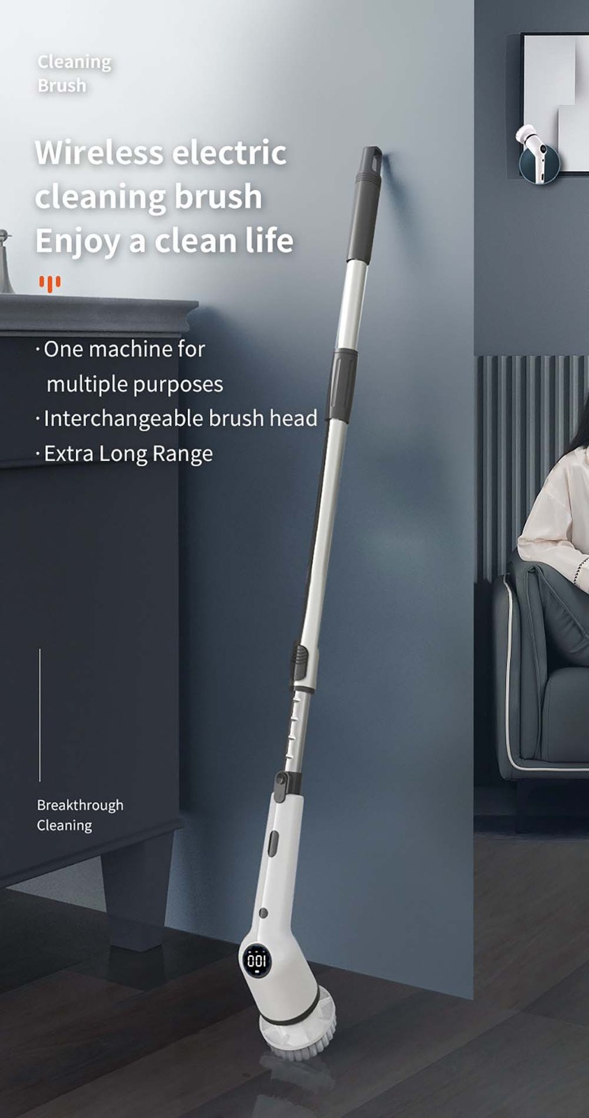 9-in-1 Adjustable Portable Compact Durable Handheld Wireless 9‑in‑1 Electric Mop