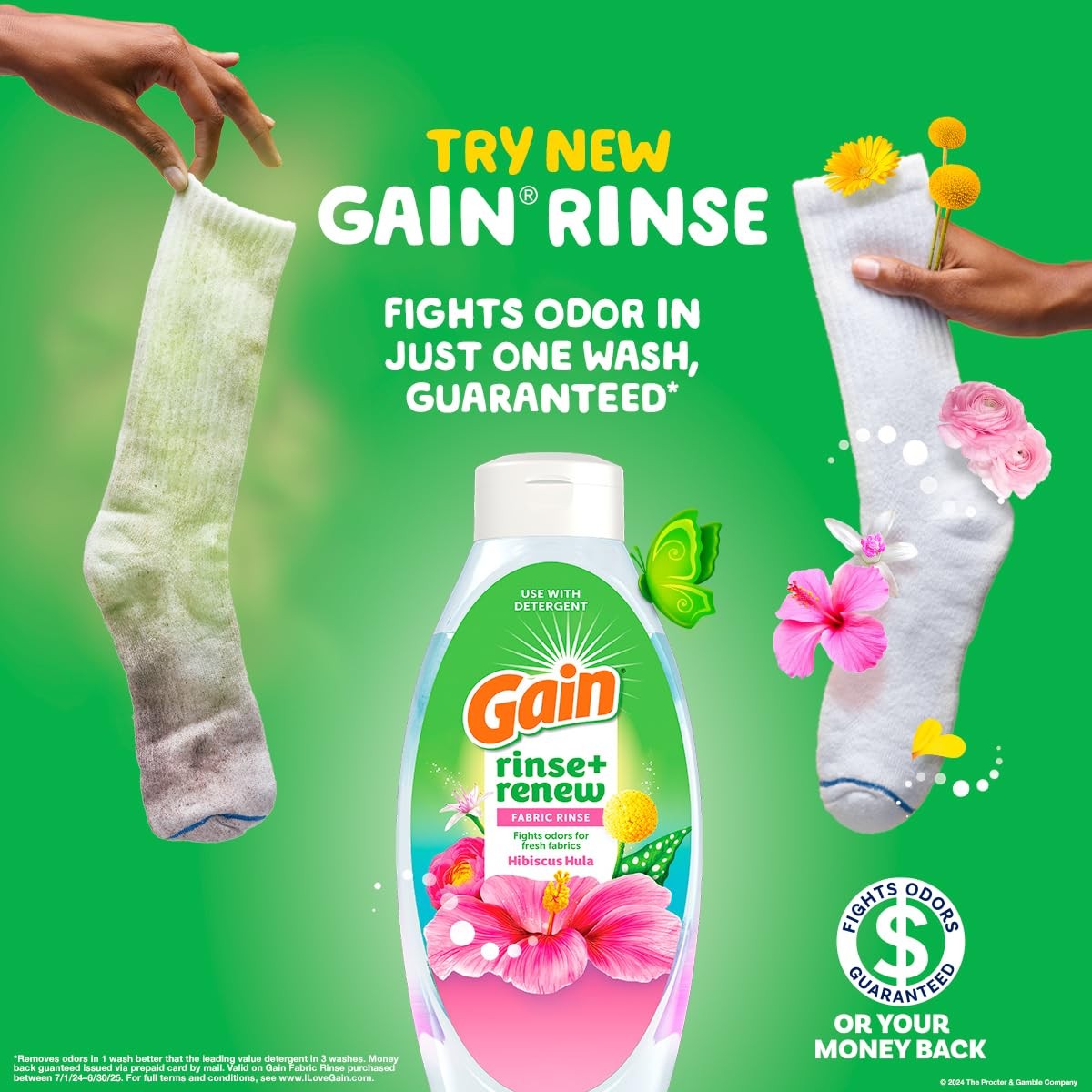 Gain Hibiscus Hula Fabric Rinse & Renew, 48 FL OZ, 48 Fl Oz (Pack of 1)