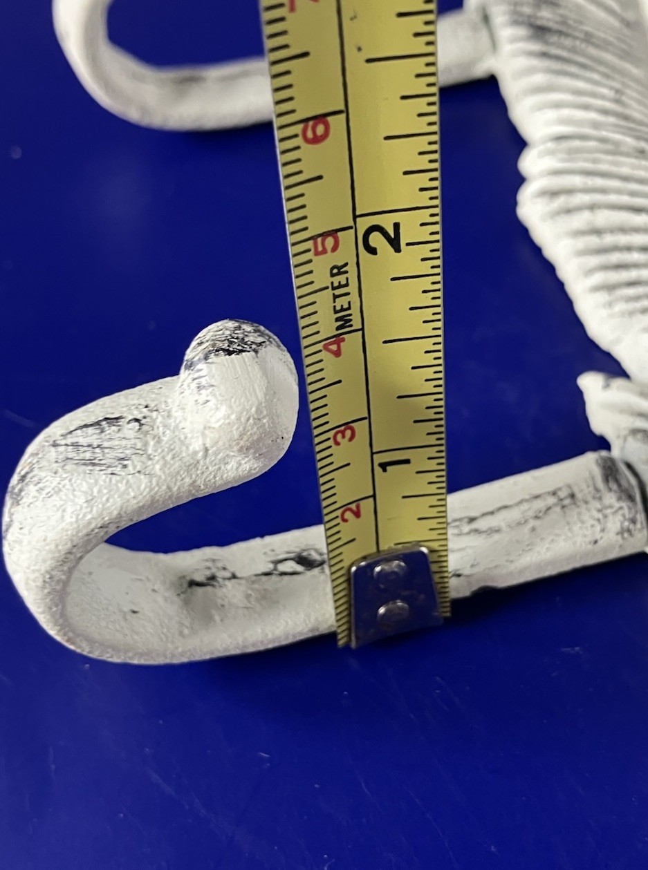 Cast Iron Feather Three Hook Coat/ Towel Hanger 13 Inches
