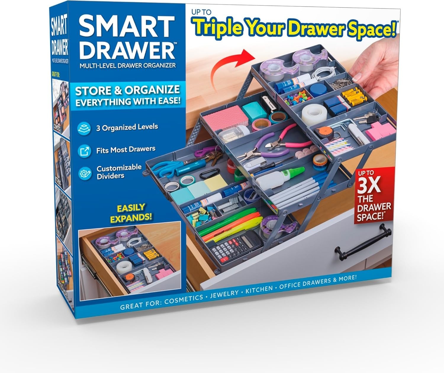 Smart Drawer Organizer Multi-Level Jewelry /Cosmetics Storage 9.5″ x 7.5″ x 2.75