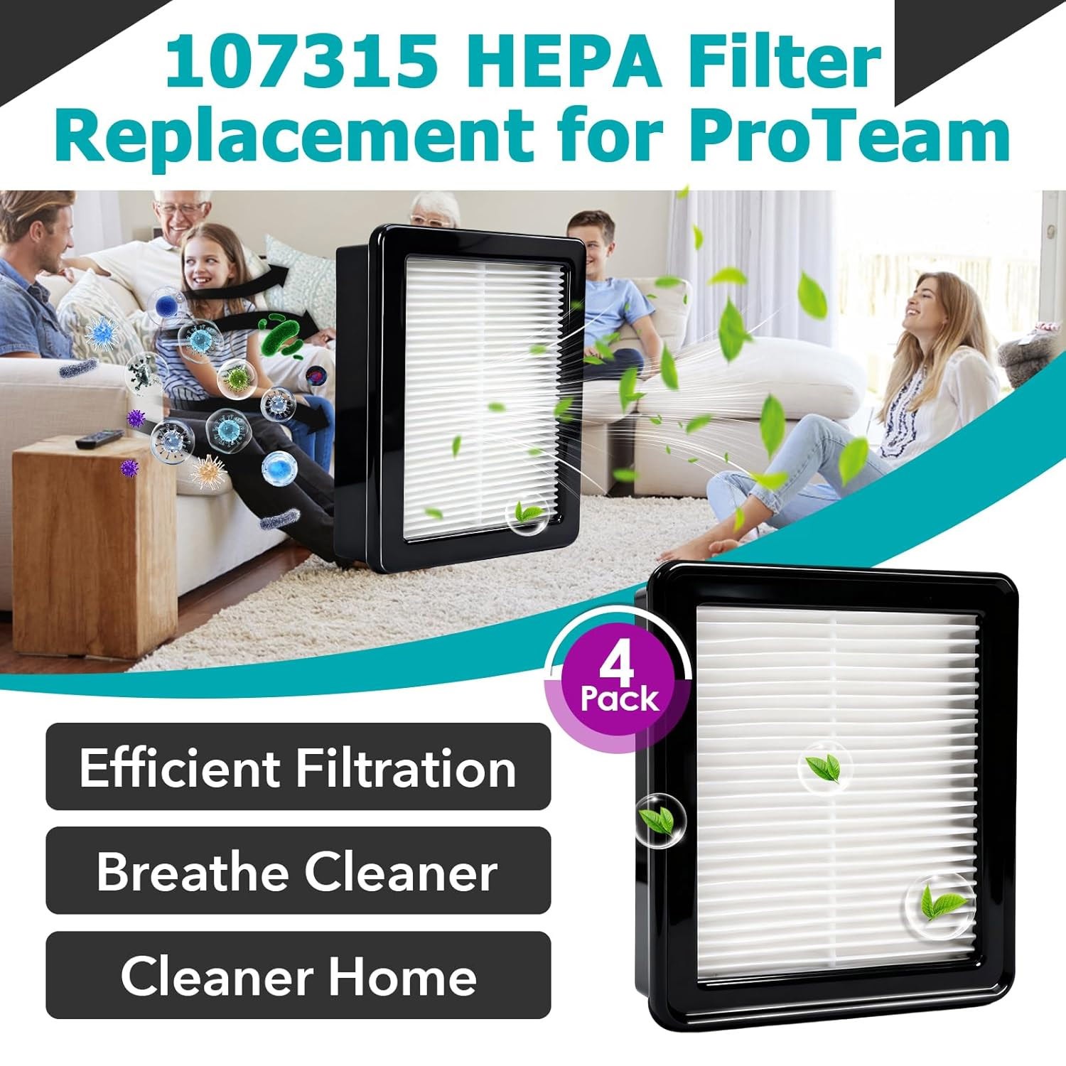 4 Pack ProTeam FS6 107315 HEPA Replacement Filter HEPA Media Vacuum Filter US