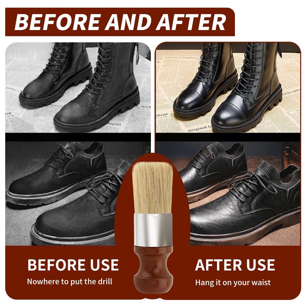2pcs Leather Furniture Salve Brush, Wooden Handle Soft Nylon Bristles Wood So…