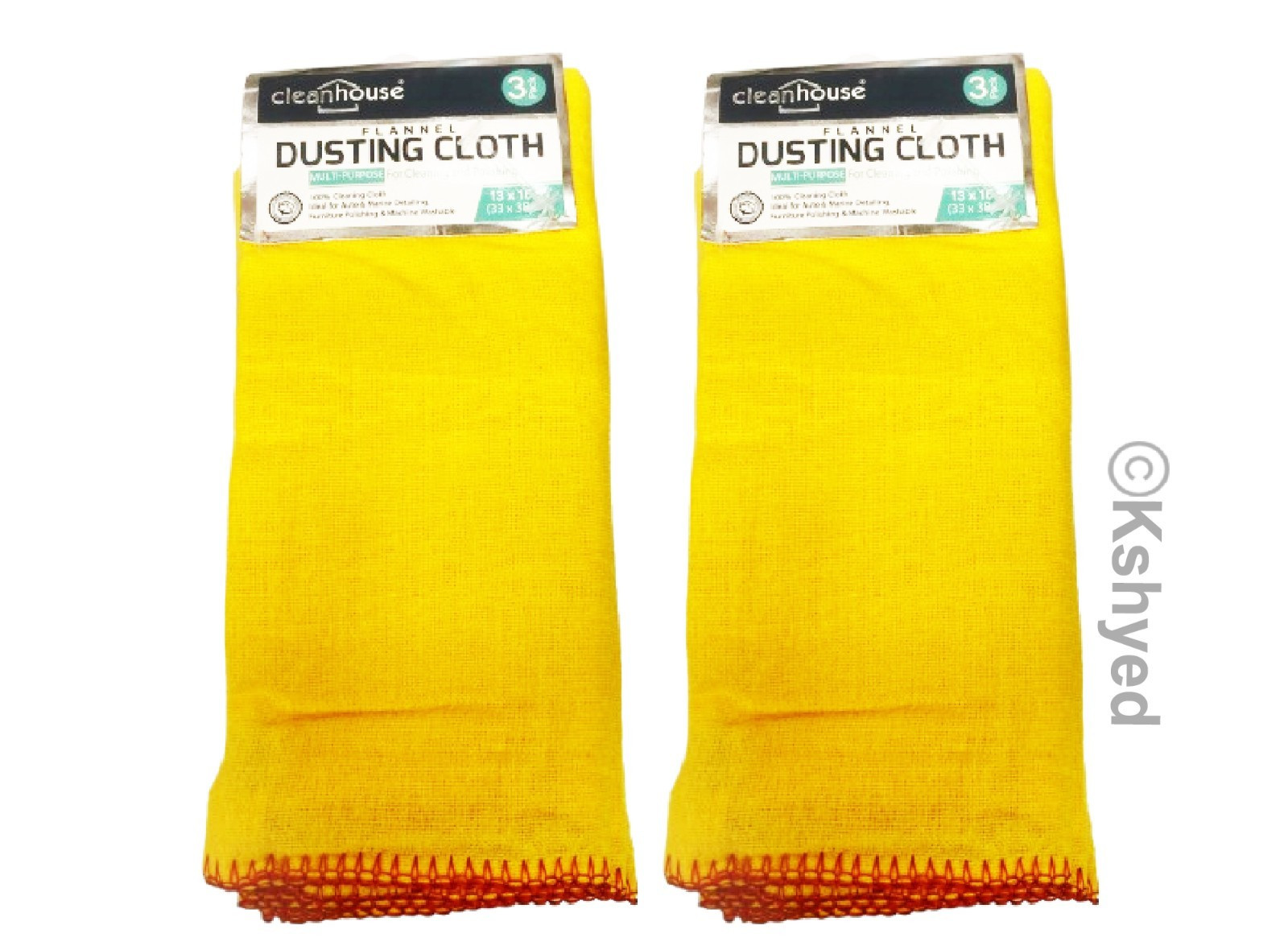 6 PCS (2 Pack) 100% Pure Cotton Yellow Multi-Purpose Dusters Cleaning Cloths-New