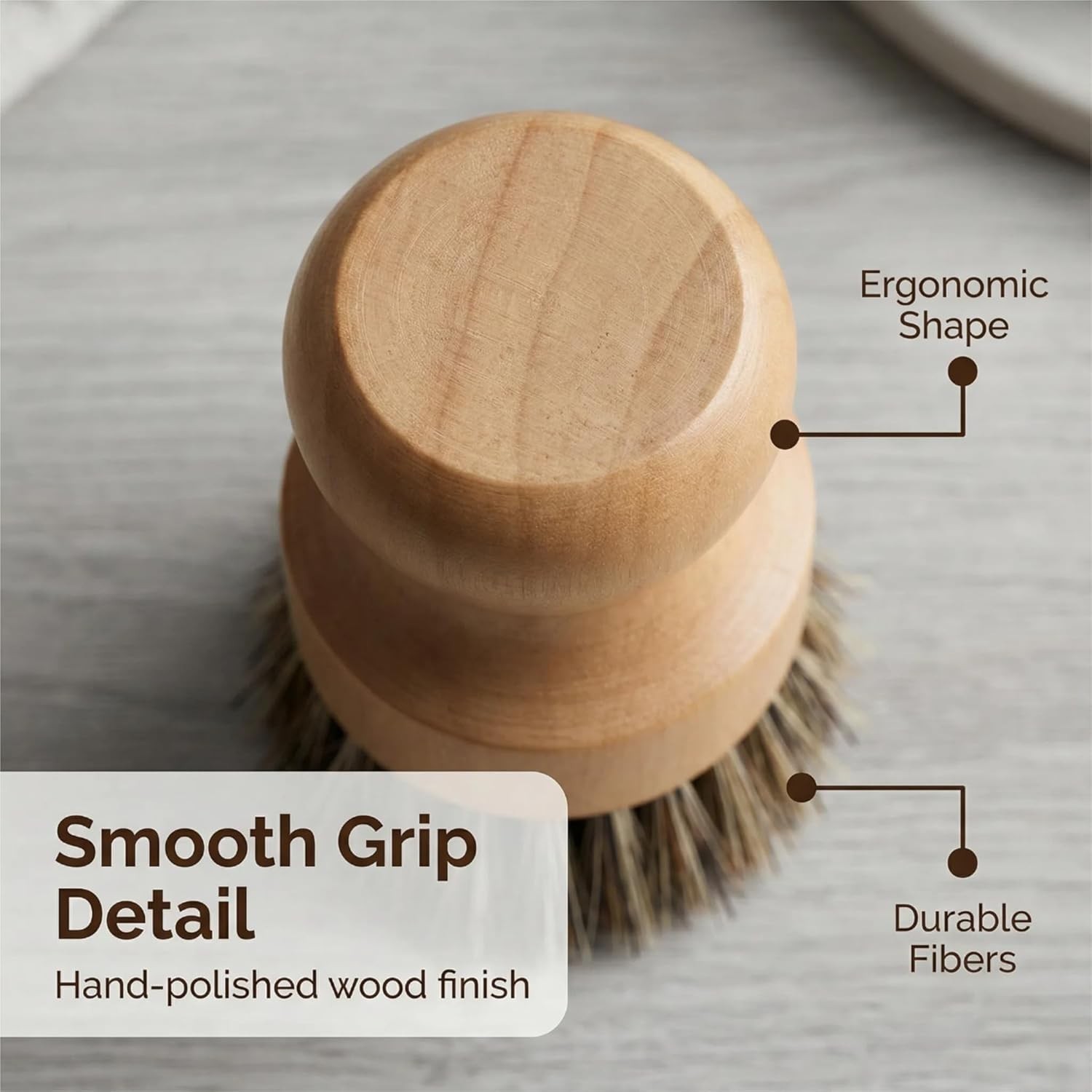 Wooden Dish Scrub Brush – Natural Fiber Kitchen Dish Scrubber Set, for Cleani…