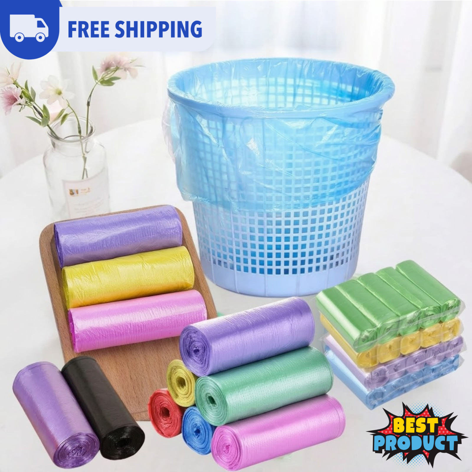 100 PCS 5 Gallon Trash Bags Kitchen Trash Bags Small Garbage Rubbish Bags 5 Roll
