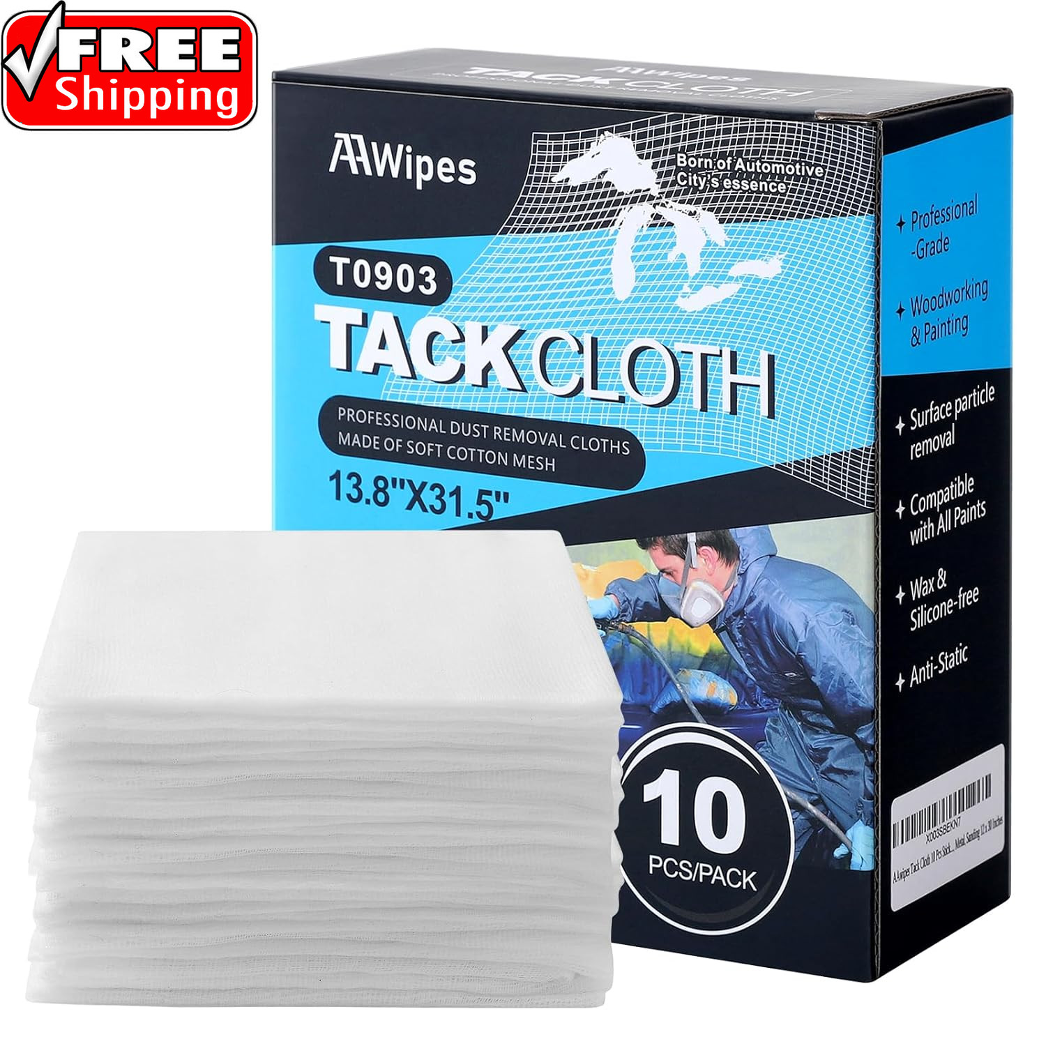 Tack Cloth for Painting (White, 13.8″X31.5″, 10 Pcs) Tac Cloths for Removing Dus