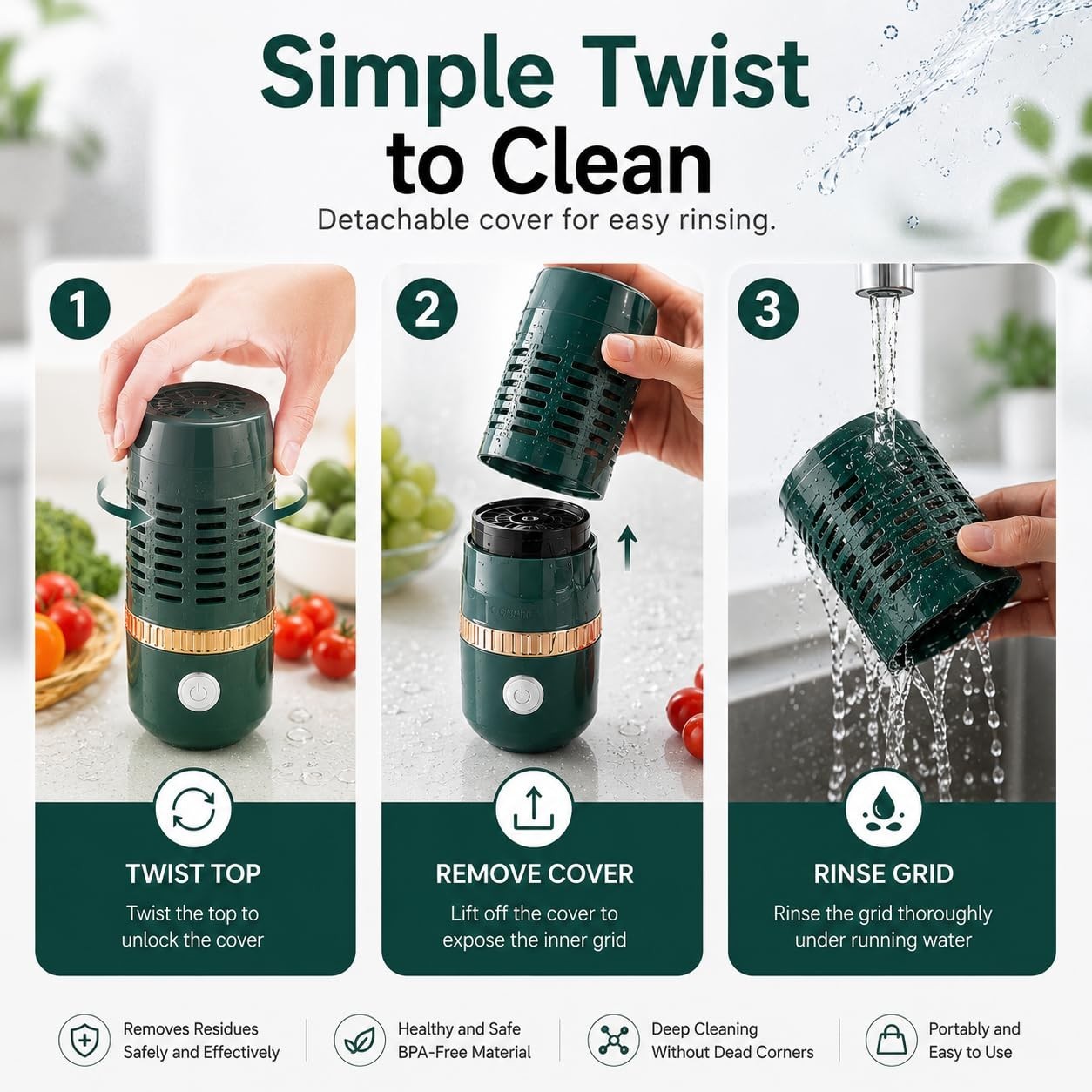 Rechargeable Produce Cleaner & Vegetable Washer | IPX7 Waterproof Food Cleaning