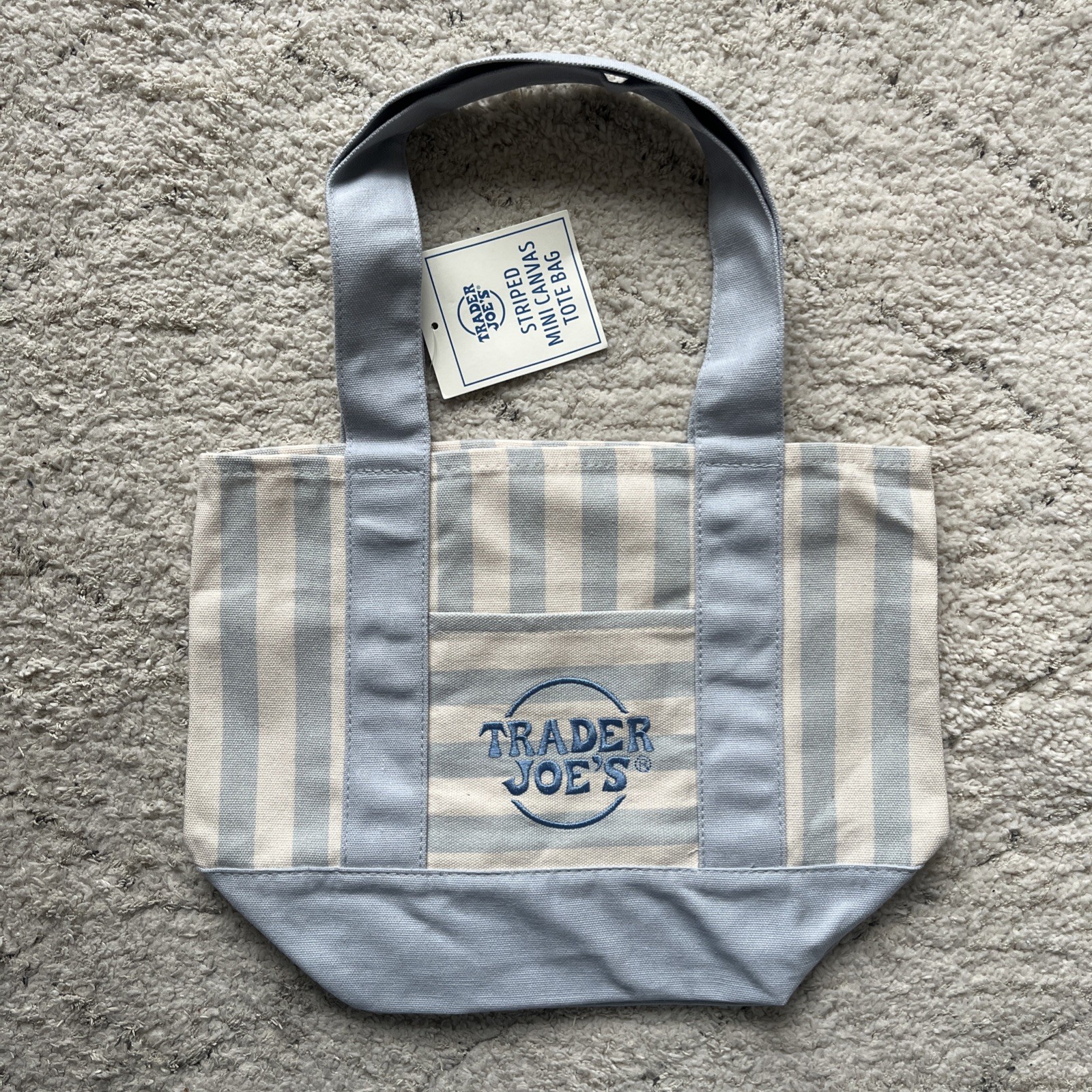Trader Joe’s Mini BLUE Stripe Tote Bag. (NEW)
