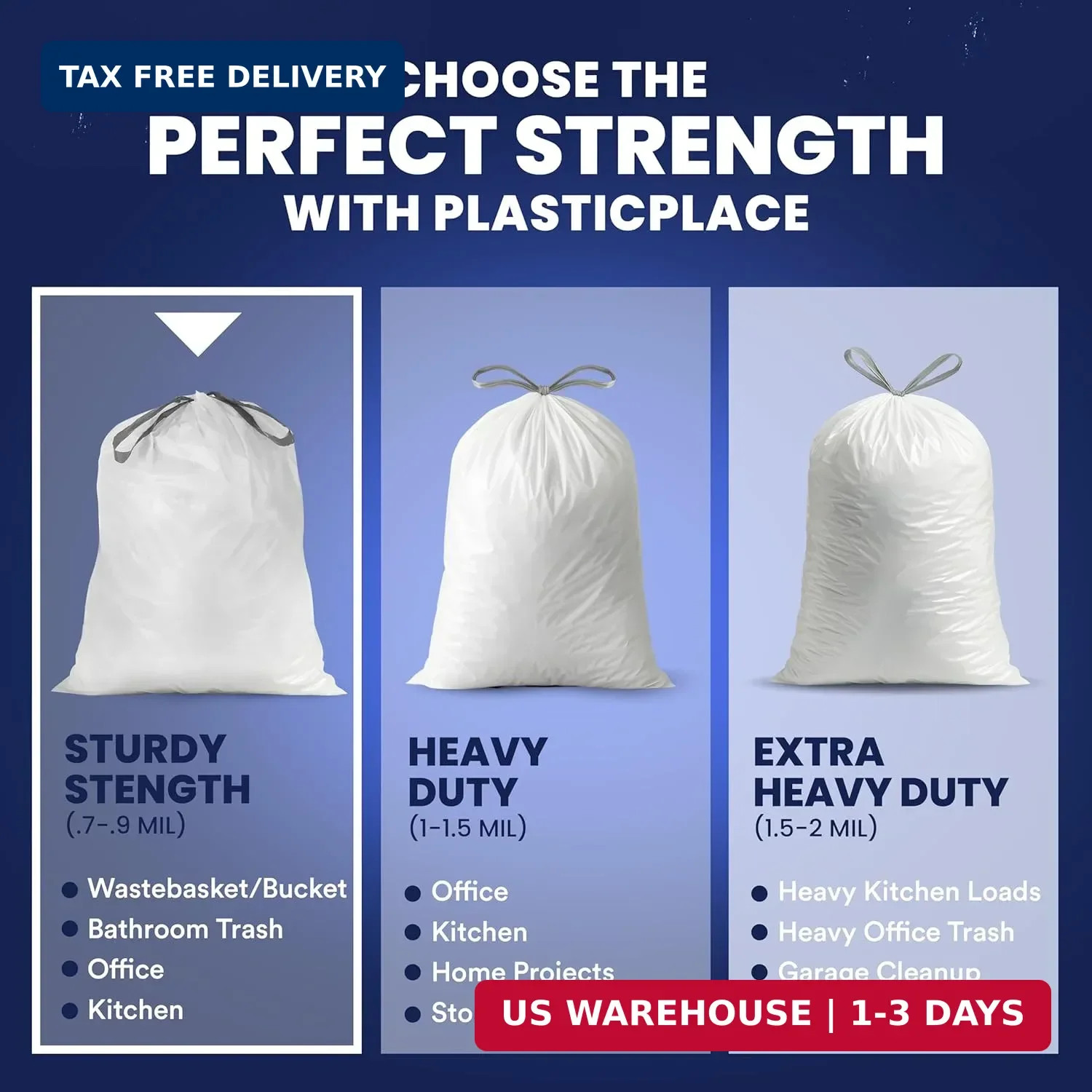 4 Gallon White Drawstring Trash Bags, 200 Count (Pack of 1) – 0.7 Mil Leak-Proof