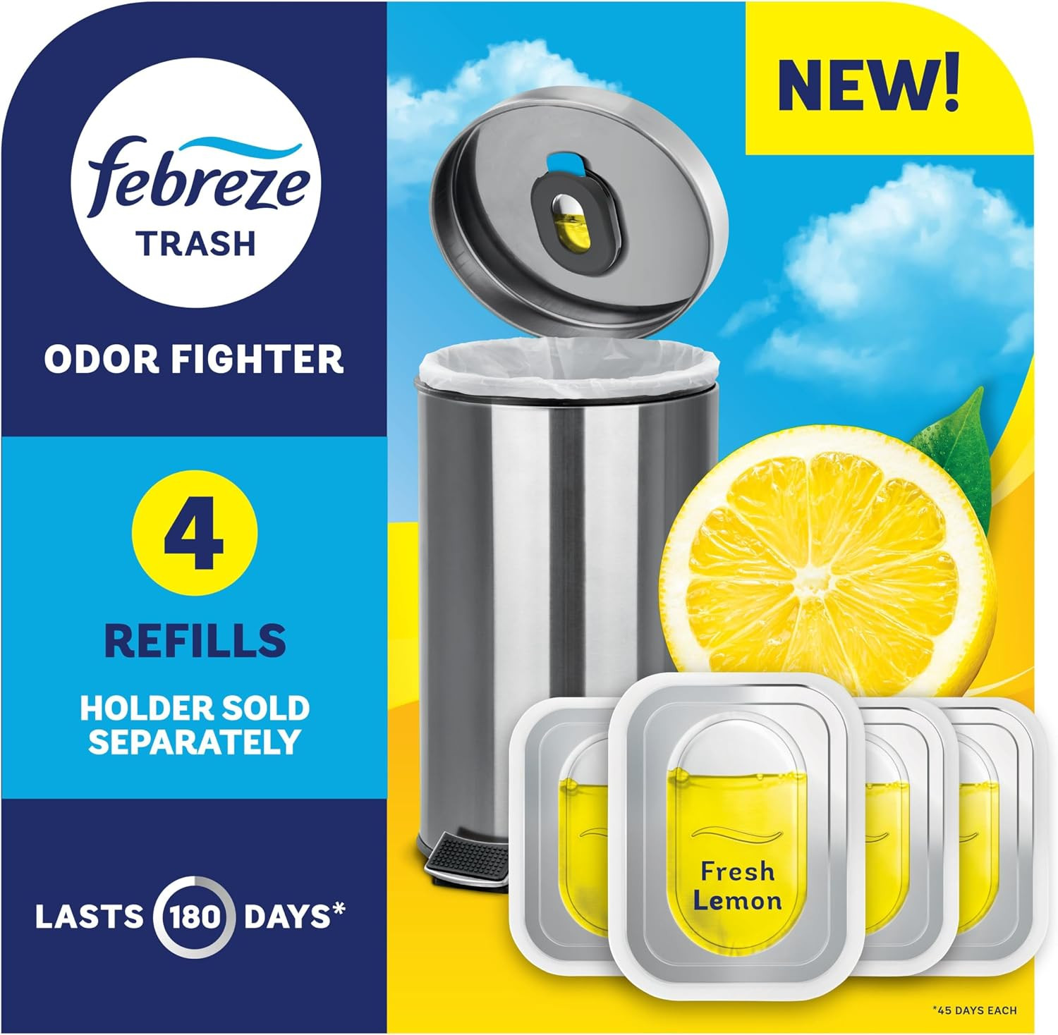 Febreze Trash Odor Fighter, Trash Can Air Freshener, Stick-On Deodorizer for Gar