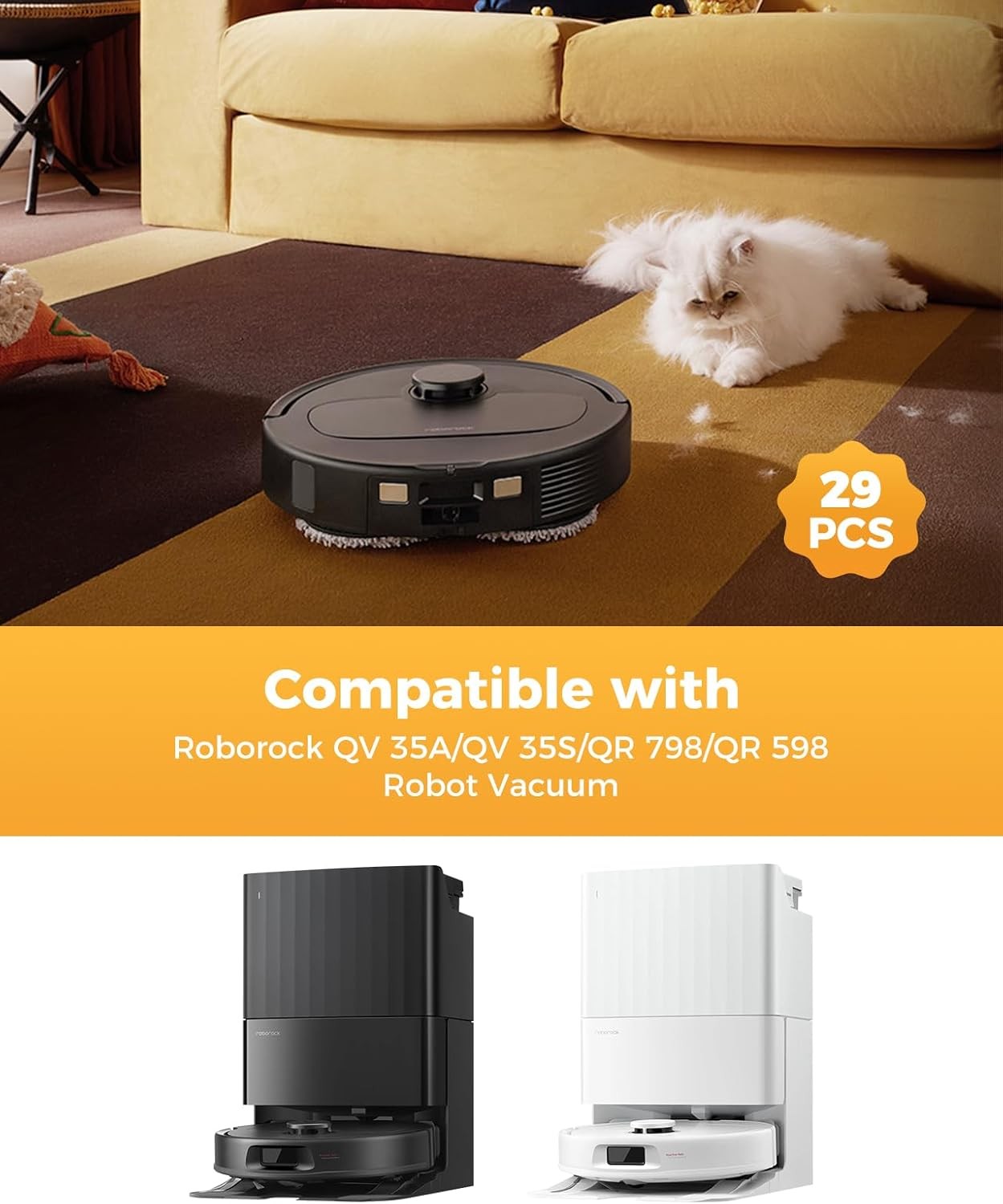29PCS Replacement Kit for Roborock QV 35A QV 35S QR 598 QR 798 Robot Vacuum
