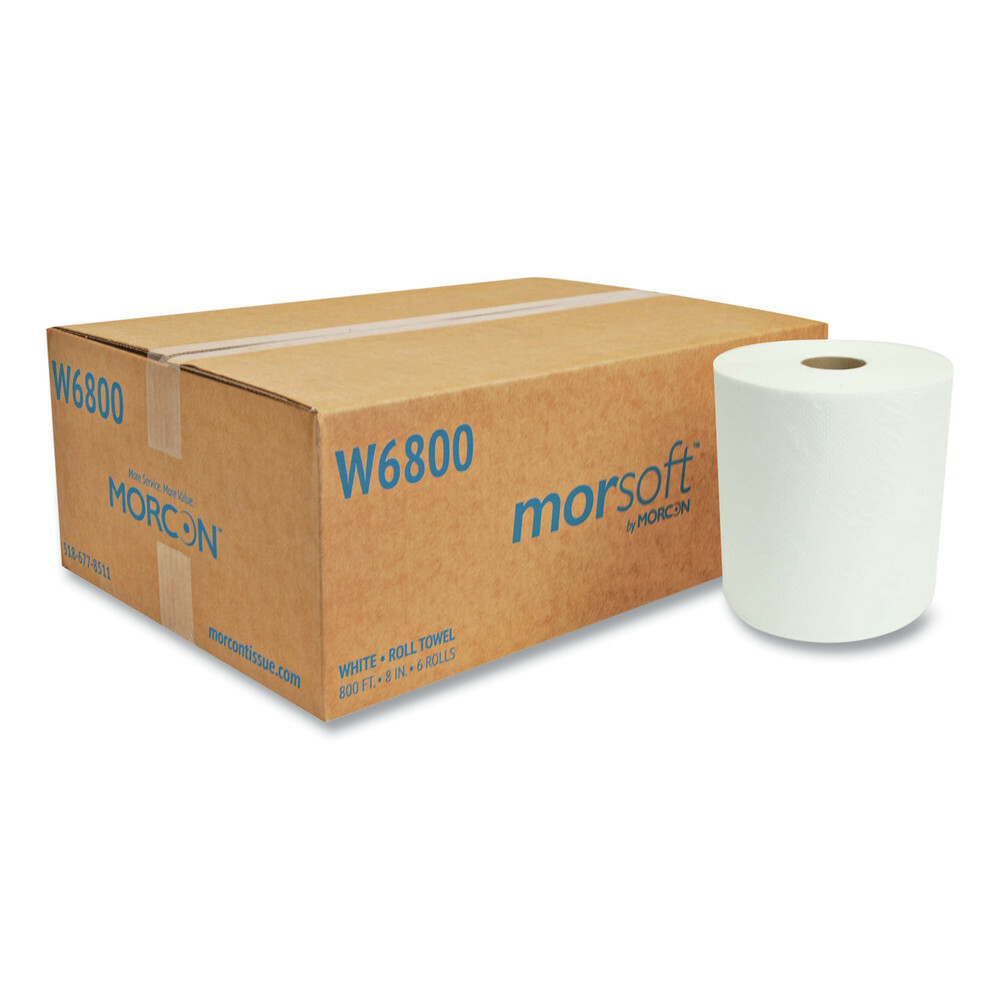 Morcon Paper W6800 Morsoft 8″x 800′ Universal Roll Towels White (6/CT) New