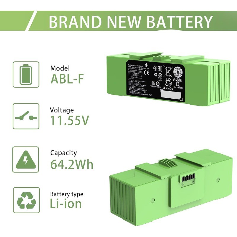 64.2Wh for Roomba Battery ABL-F for iRobot Roomba i&e Series i3 i3+ i4+ i8 i8+