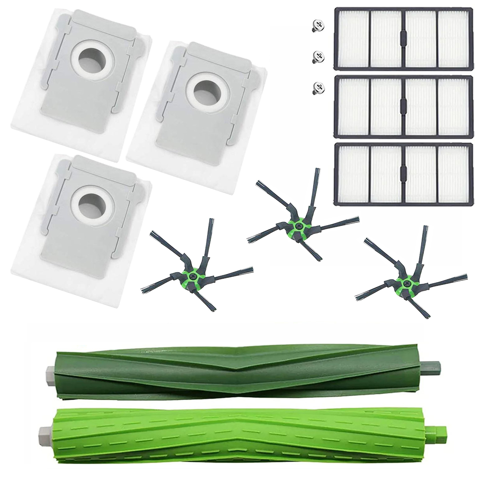 Replacement 3 Filters & 3 Side Brushes for iRobot Roomba s9 3 Dirt Bags 2 Roller