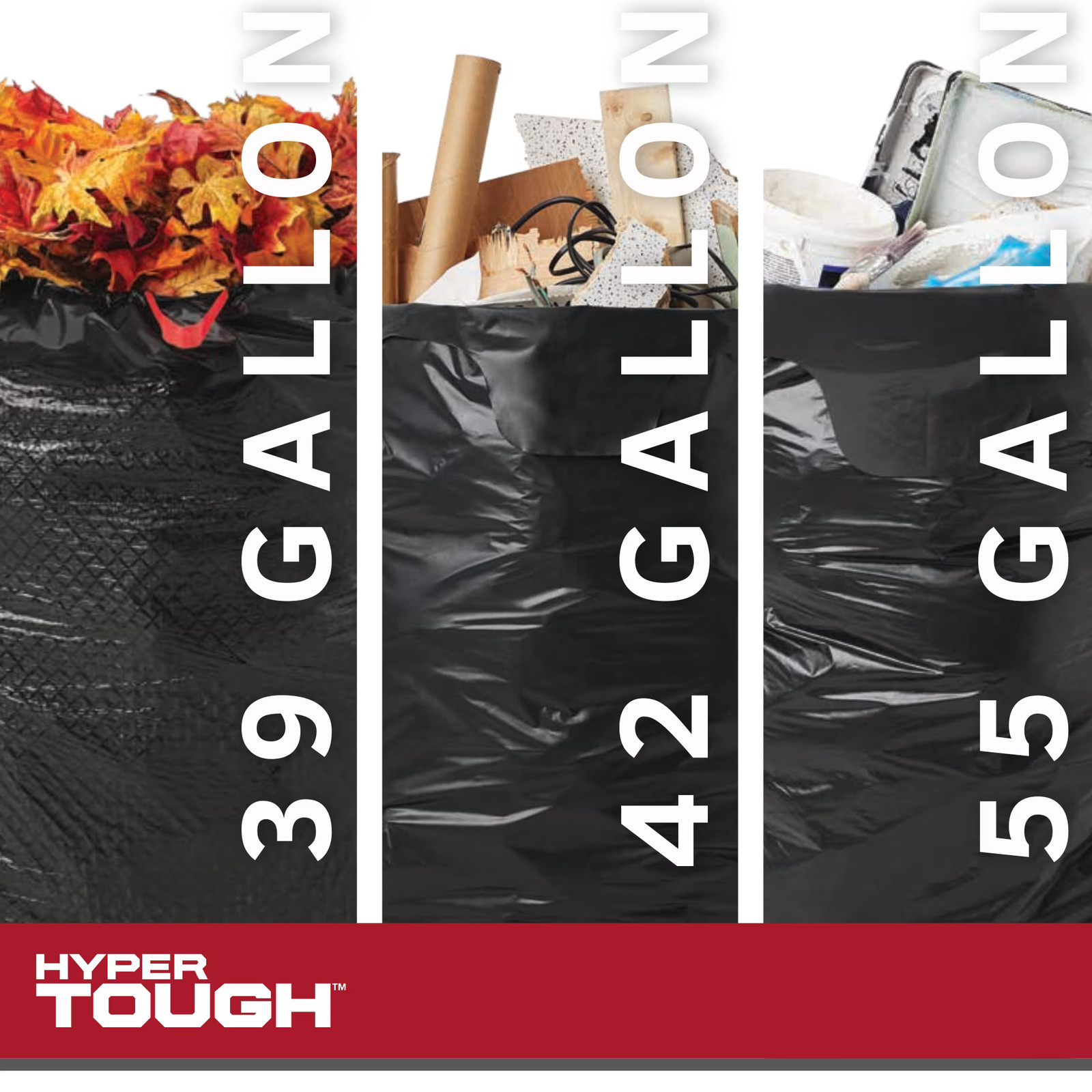 30 Bags, 1.1 MIL, 39-Gallon Drawstring Outdoor & Lawn Trash Bags