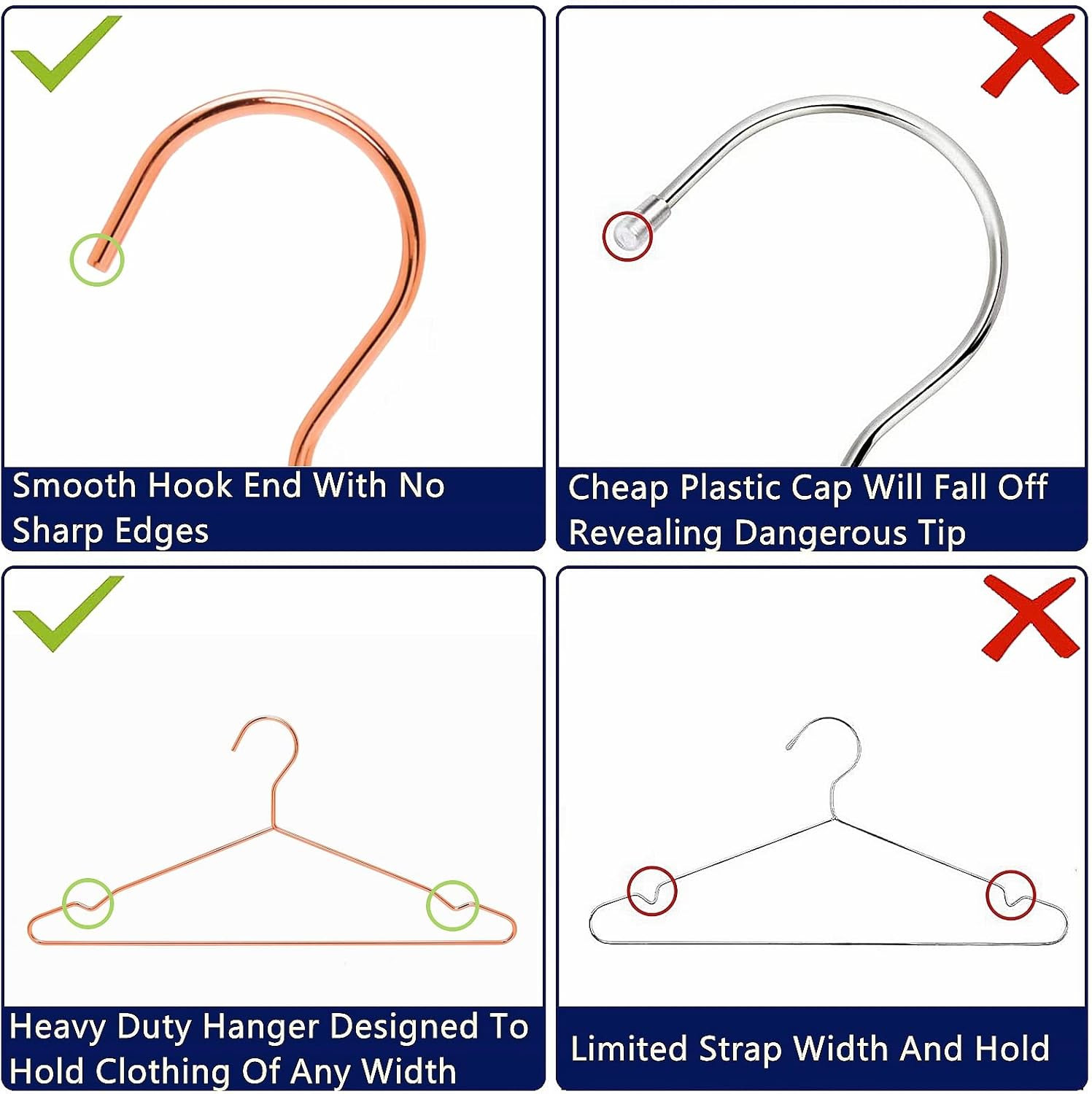 20 Pack 17″ Rose Gold Strong Metal Hanger, Copper Clothes Hangers, Heavy Duty Co