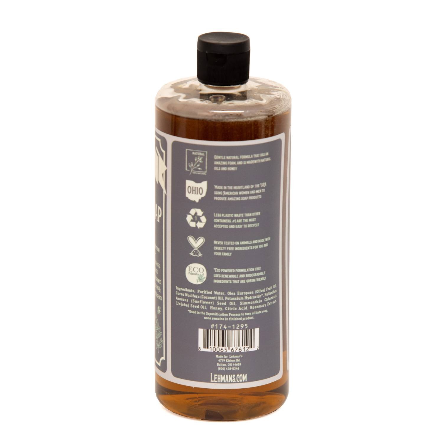 Lehman’s Concentrated Liquid Castile Soap, Multipurpose, 32 fl oz