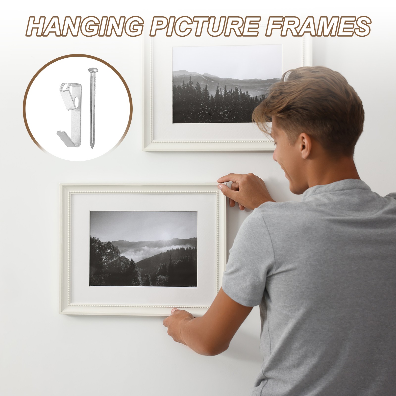 14Pcs Picture Hangers 10lbs Picture Hanging Hooks Silver