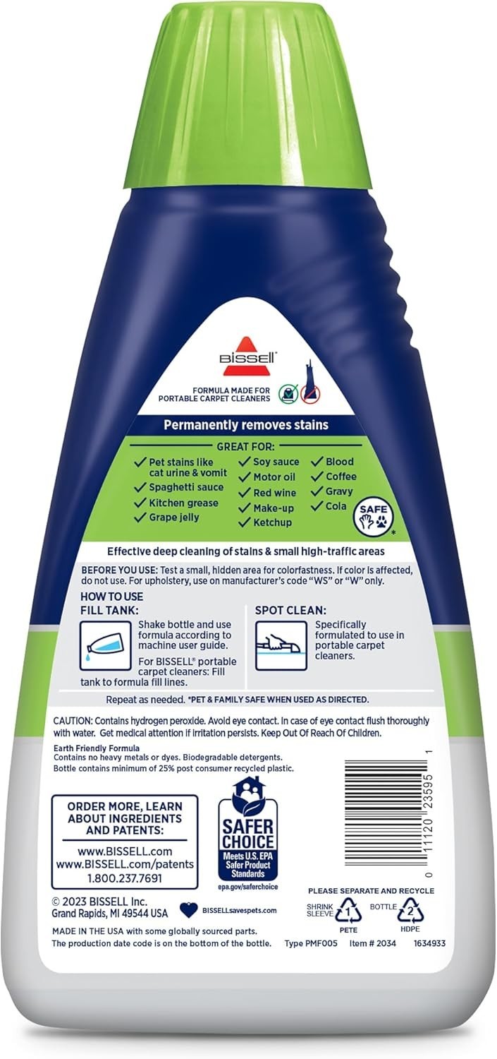 BISSELL 32 fl oz Pet Pro Oxy Spot & Stain – 2034: Carpet Cleaner Solution