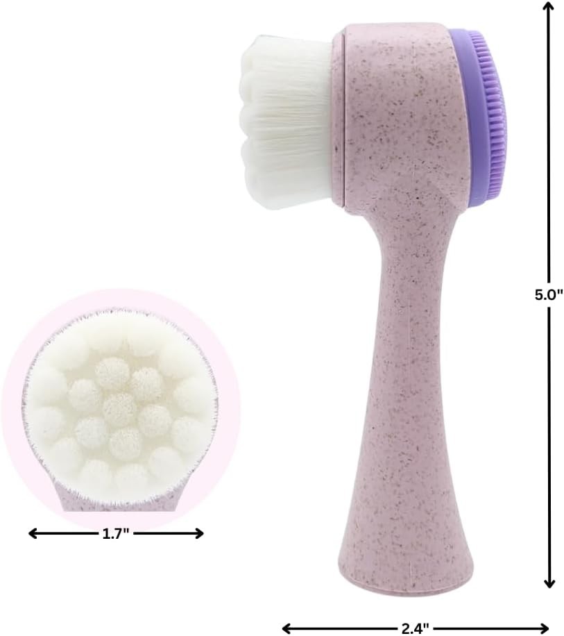 Lindo Eco Clean Face Brush (Light Purple) | Dual-Sided Manual, Exfoliating, Eco-